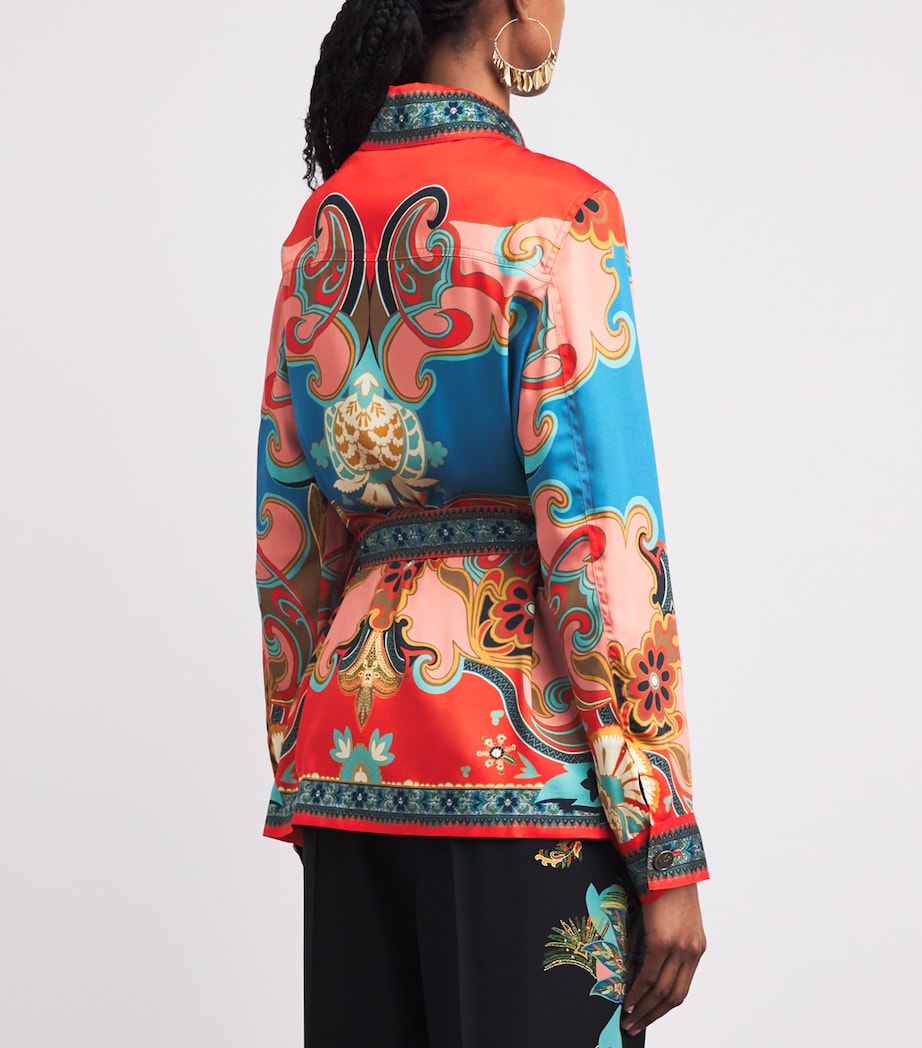 Etro Womens Paisley Belted Overshirt Blue Print Image 5