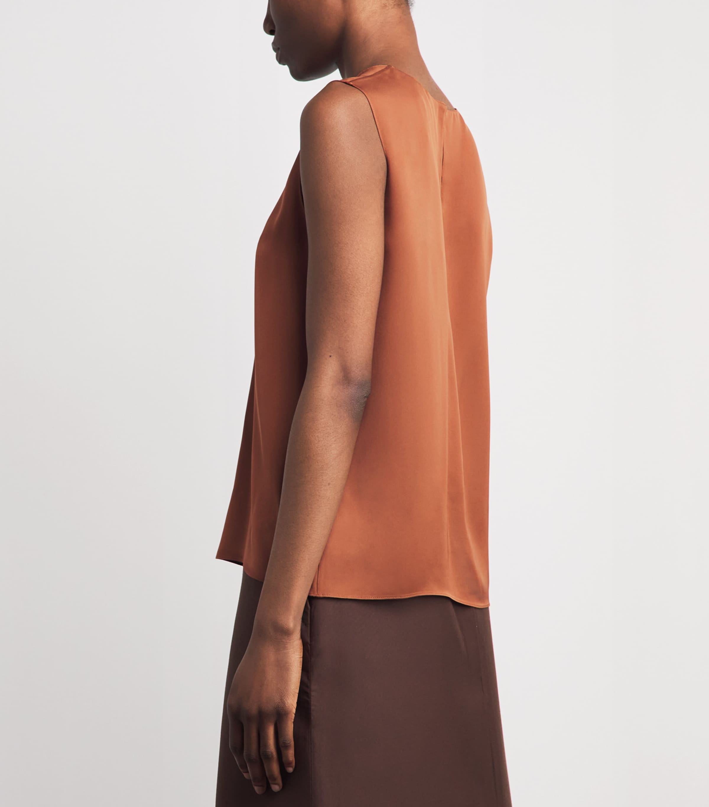 Silk Georgette Shell Blouse ZFD BRIGHT COGNAC Image 5