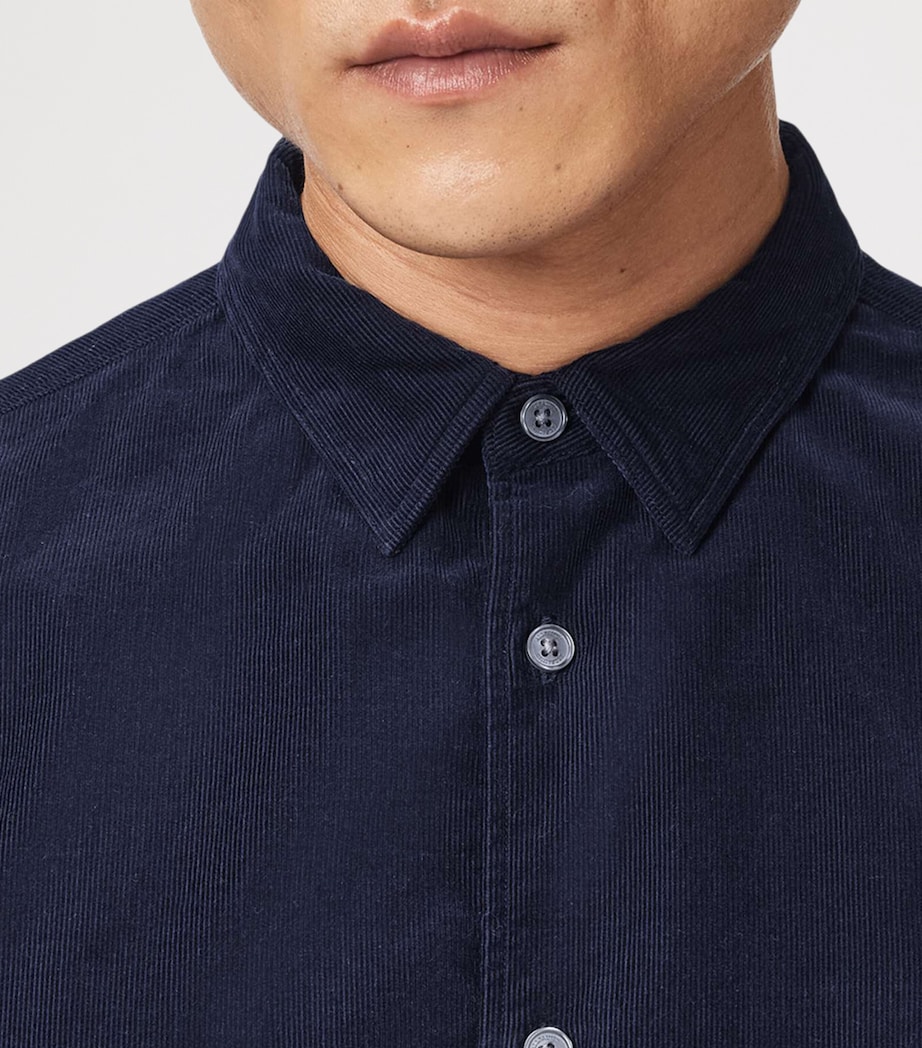 AllSaints Mens Cotton Corduroy Birchwood Shirt Sapphire Blue Image 6