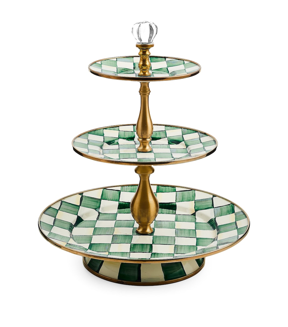 Emerald Check Three-Tier Sweet Stand GREEN Image 1