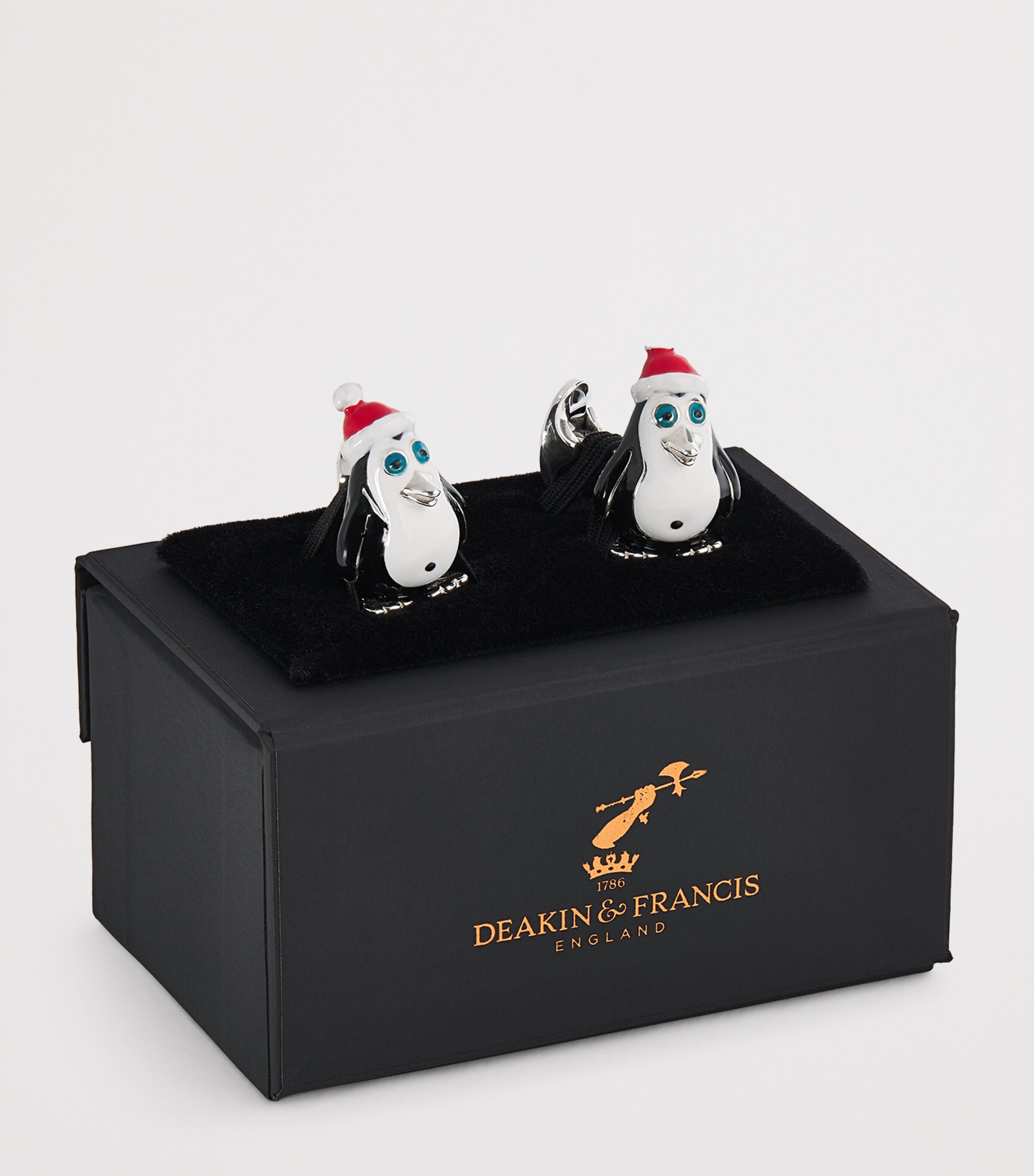 Deakin & Francis Sterling Silver Christmas Penguin Cufflinks White Image 3