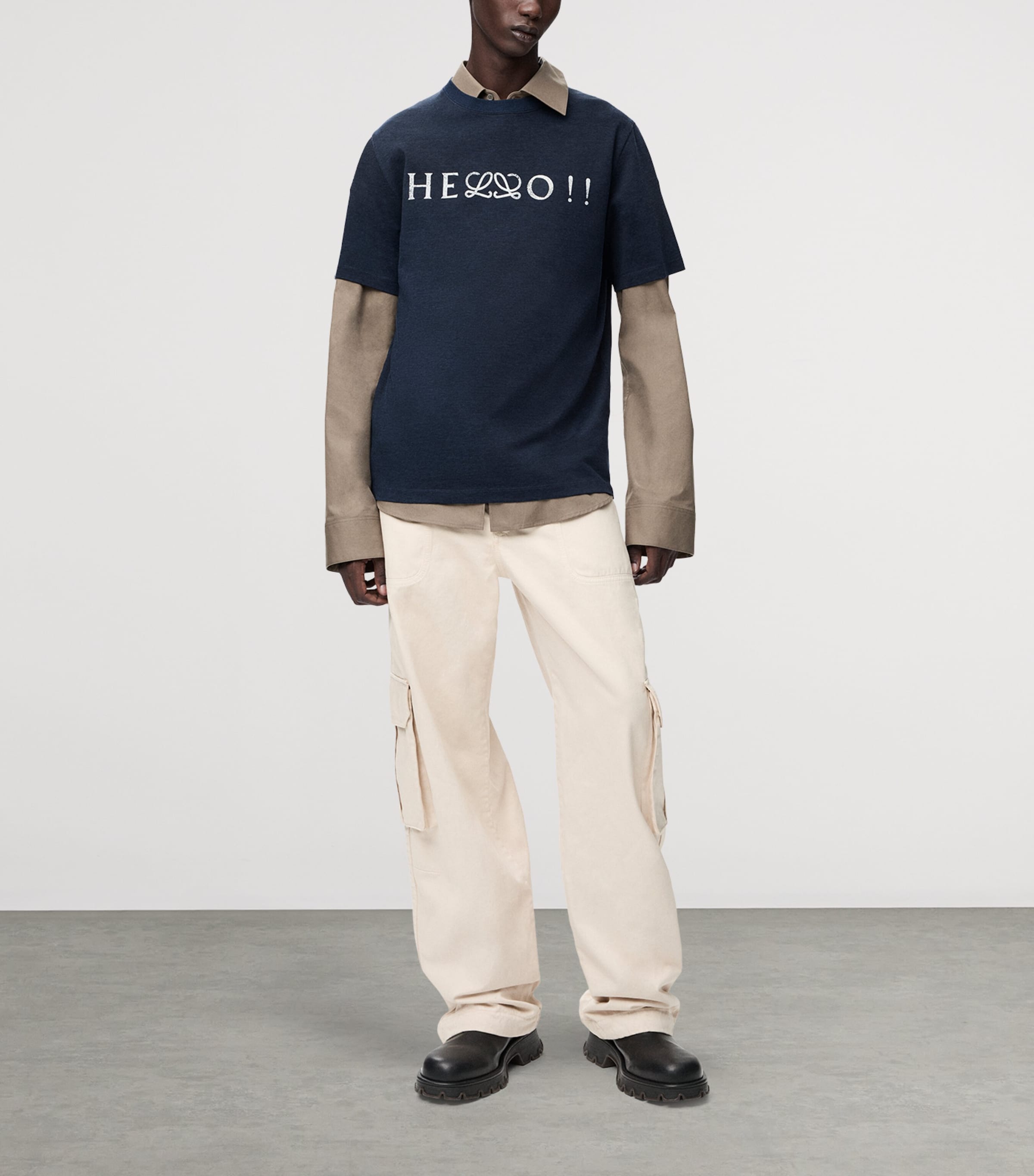 Cotton-Blend Anagram T-Shirt NAVY BLUE Image 5