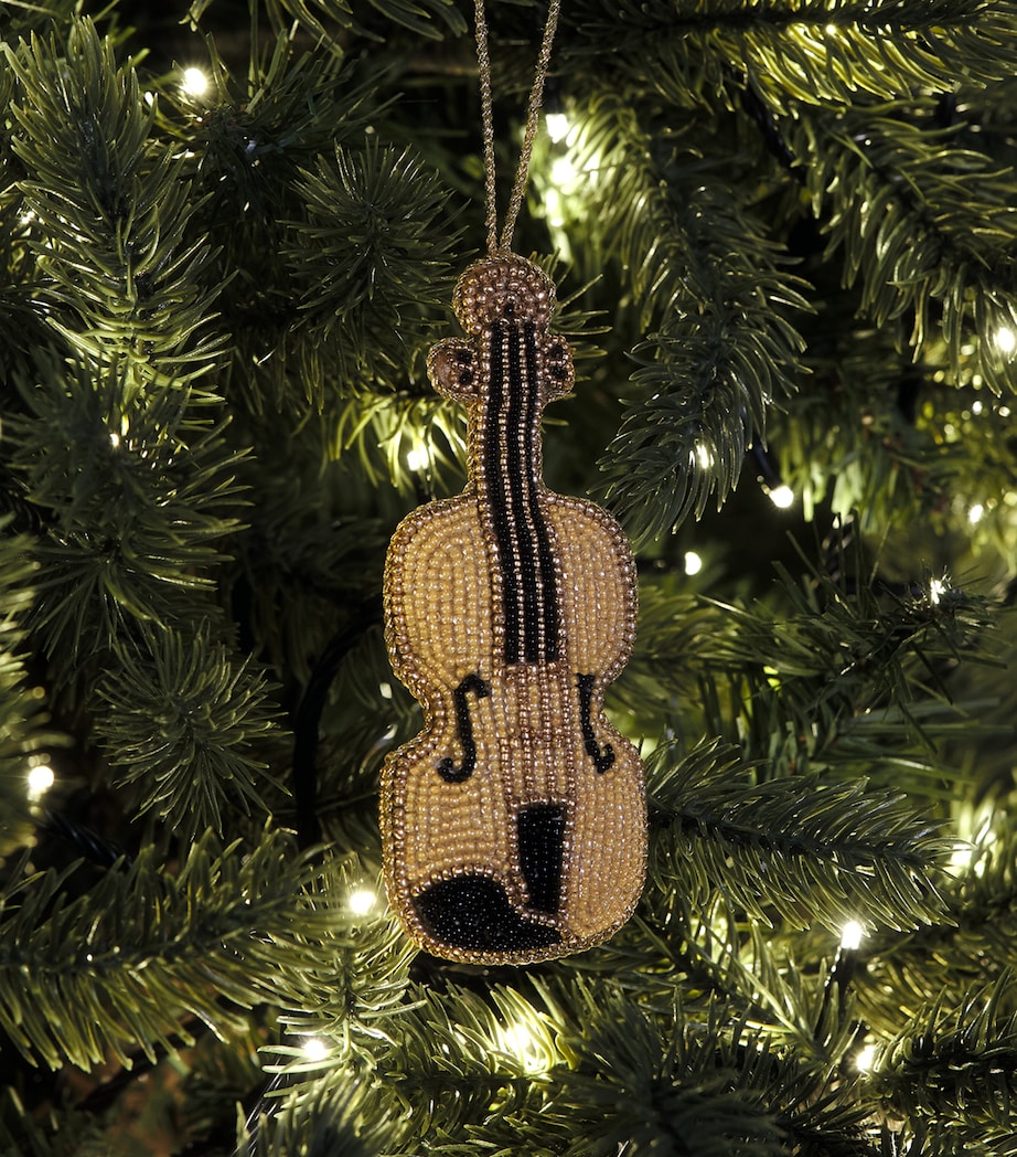 Harrods Beaded Violin Tree Decoration Gold/black Image 3