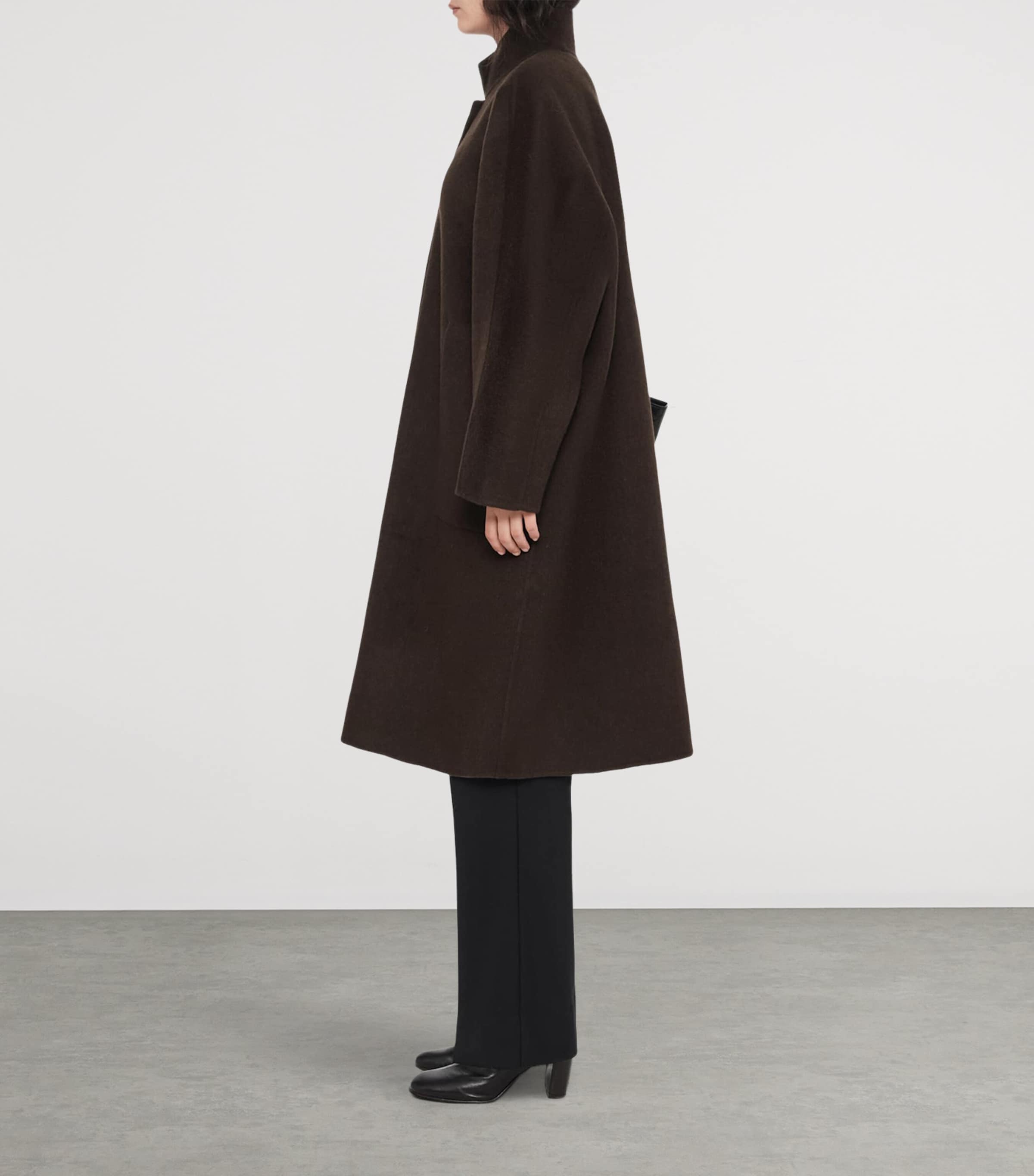 AllSaints Womens Wool-Blend Effie Coat Espresso Brown Image 8