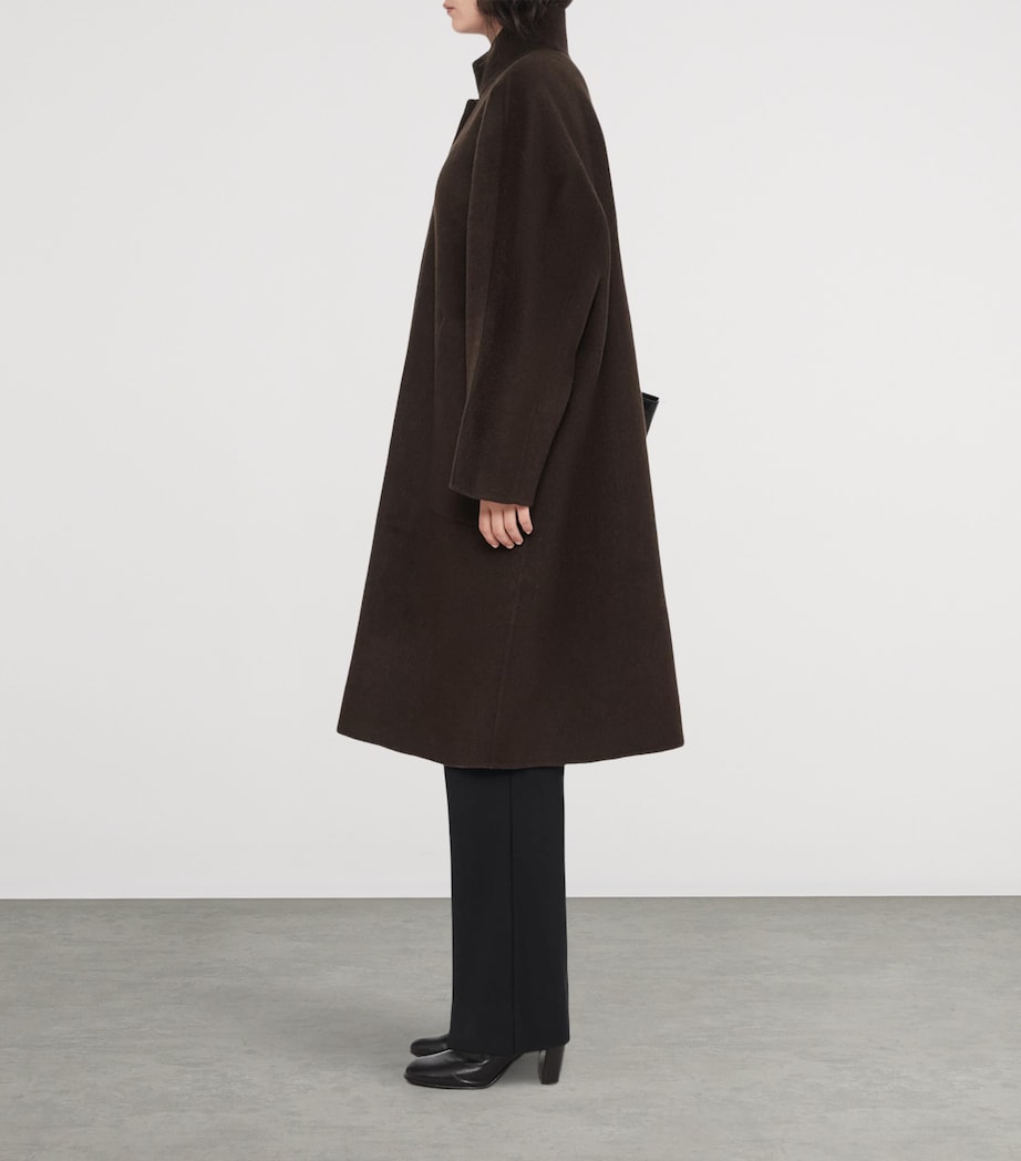 AllSaints Womens Wool-Blend Effie Coat Espresso Brown Image 8