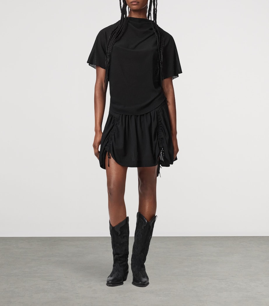 AllSaints Womens Check Aria Mini Skirt Black Image 2