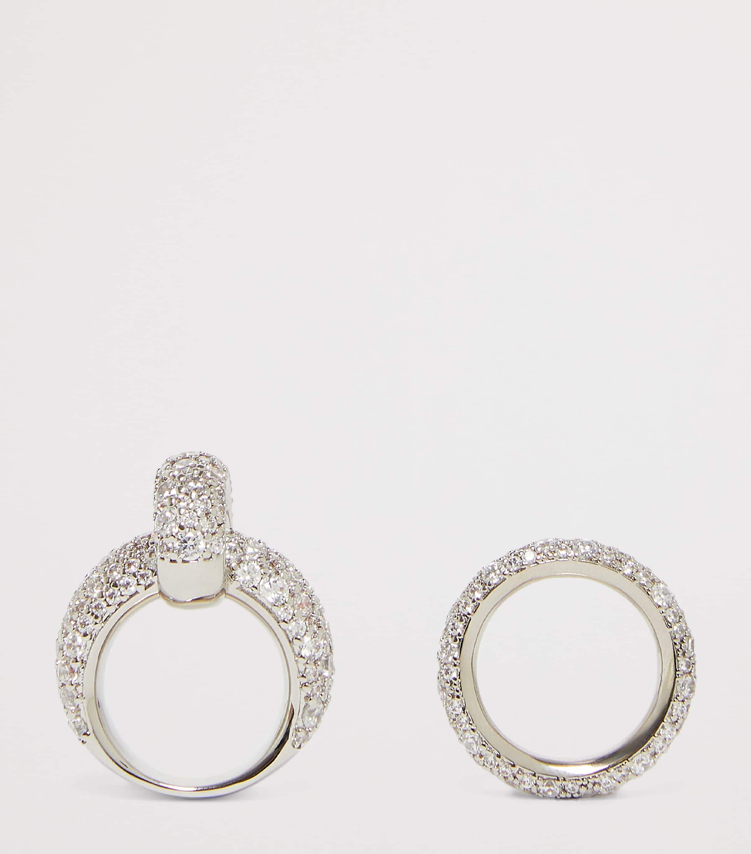 Rhinestone-Embellished Rings (Set of 2) SILVER Image 2