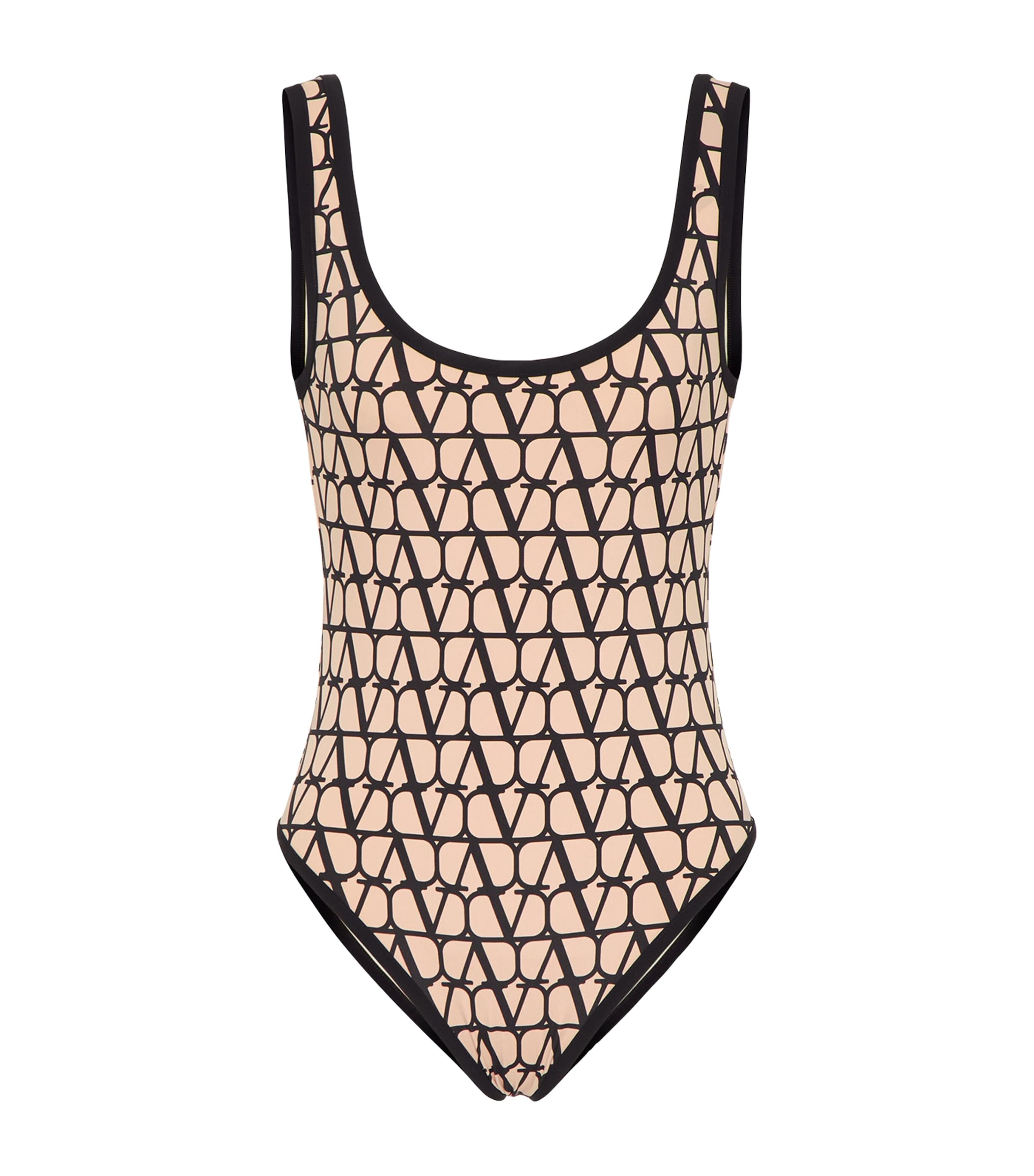 Shop Valentino Toile Iconographe Swimsuit In Brown