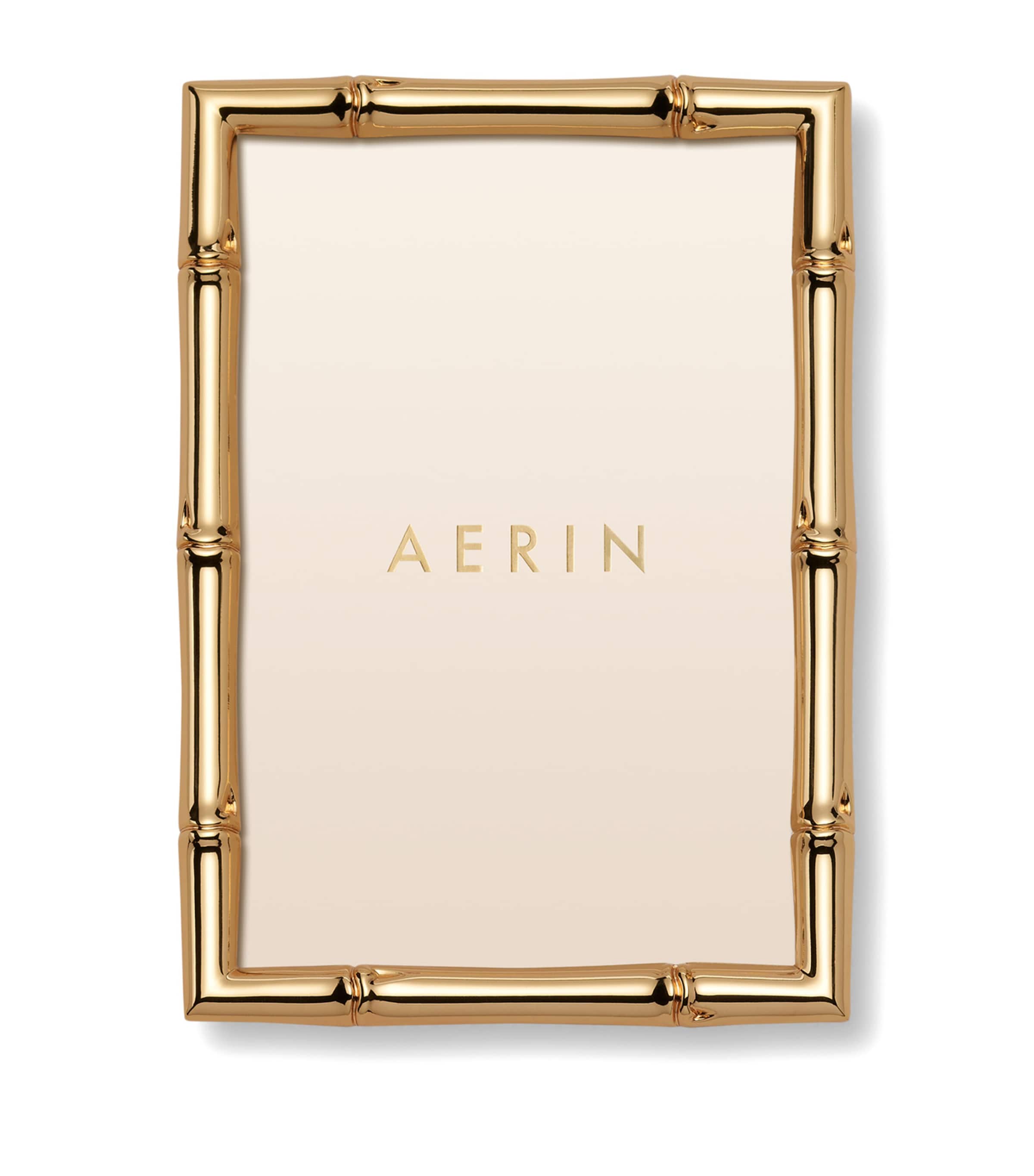 Aerin Brass-Plated Ava Bamboo Photo Frame (4" x 6") Gold Image 2