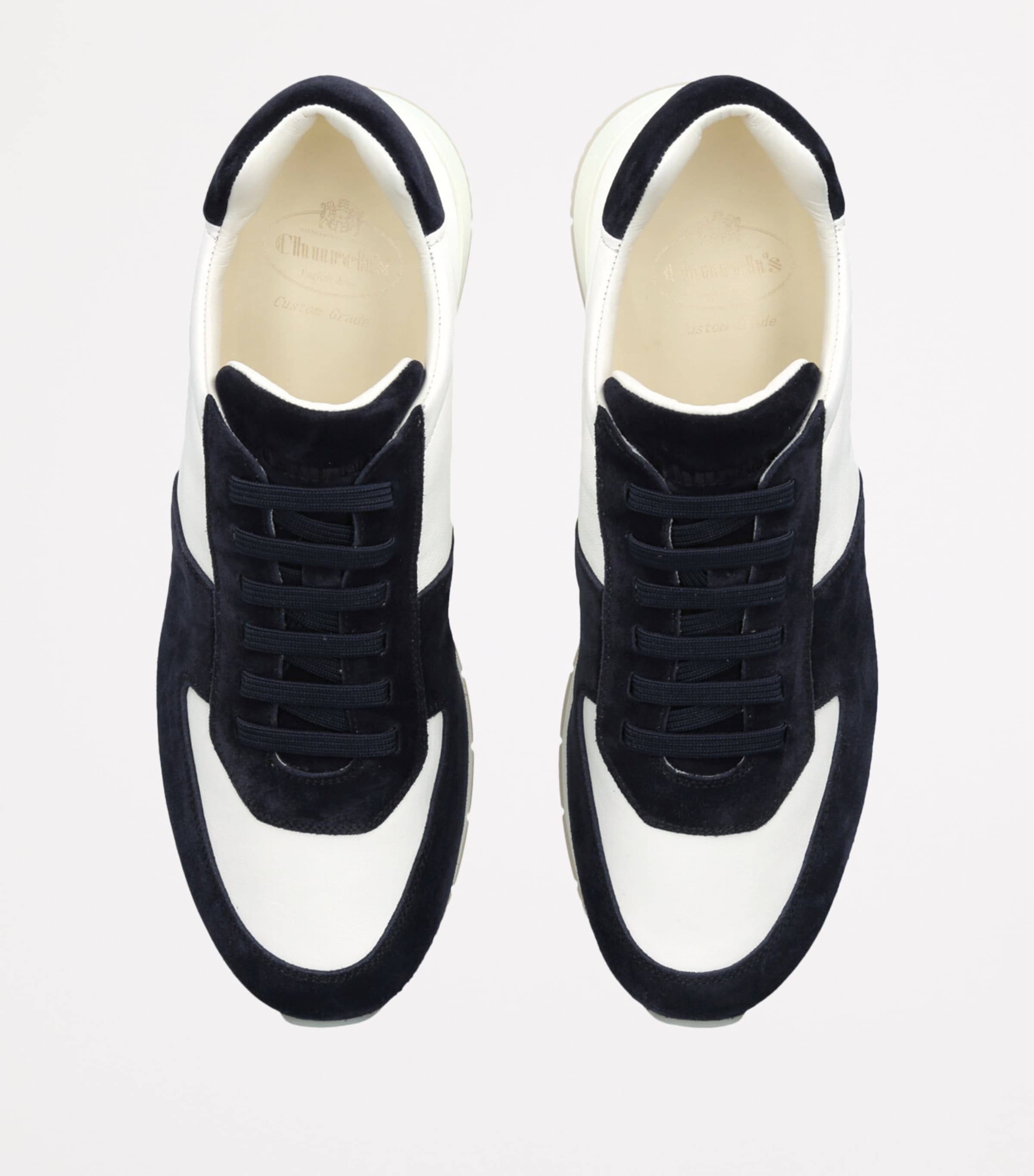Leather and Suede Livingston Sneakers WHITE/NAVY Image 4