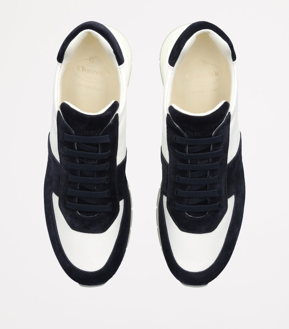 Leather and Suede Livingston Sneakers WHITE/NAVY Image 4
