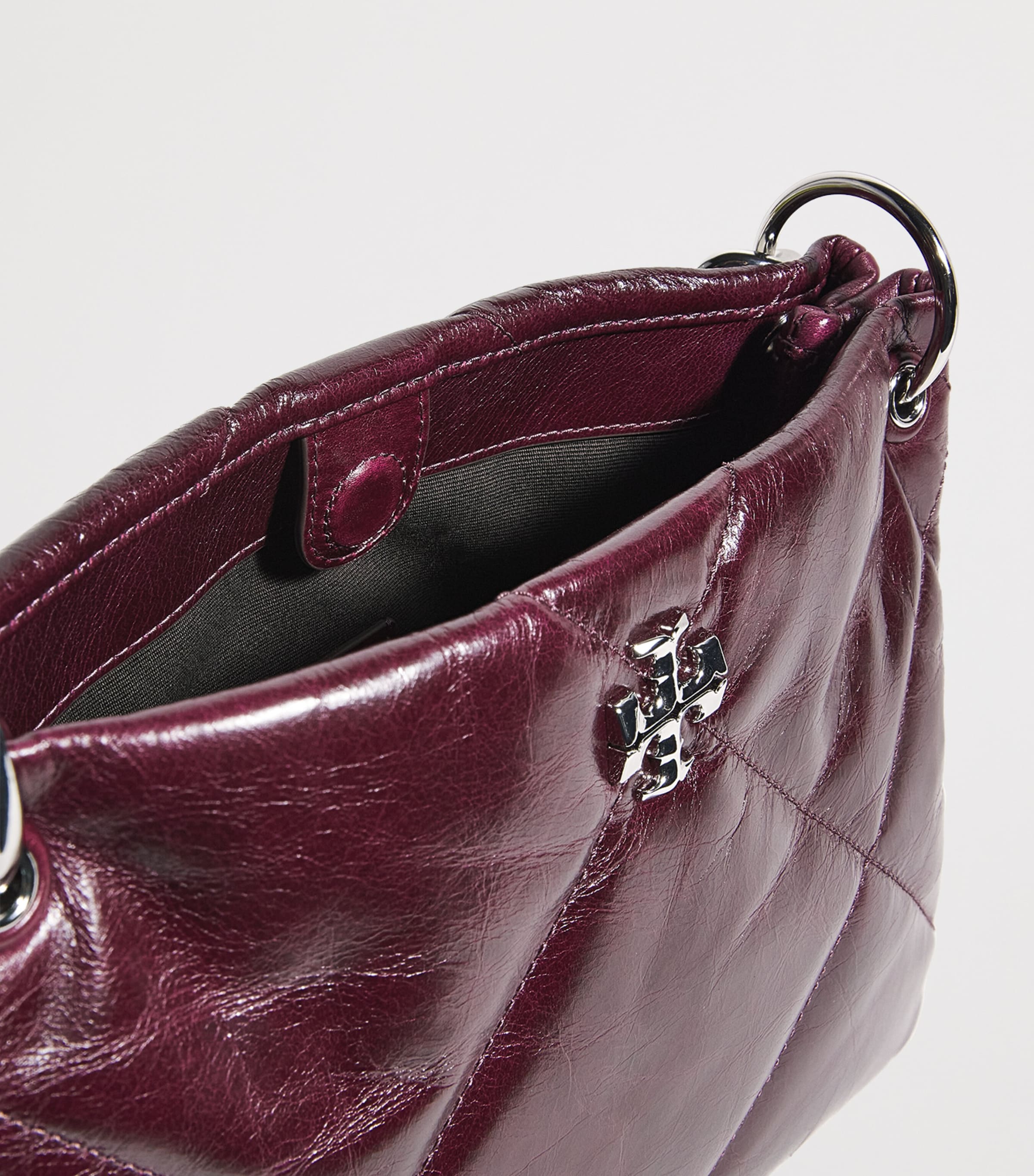 Leather Quilted Kira Shoulder Bag DARK CARMINE 500 Image 4