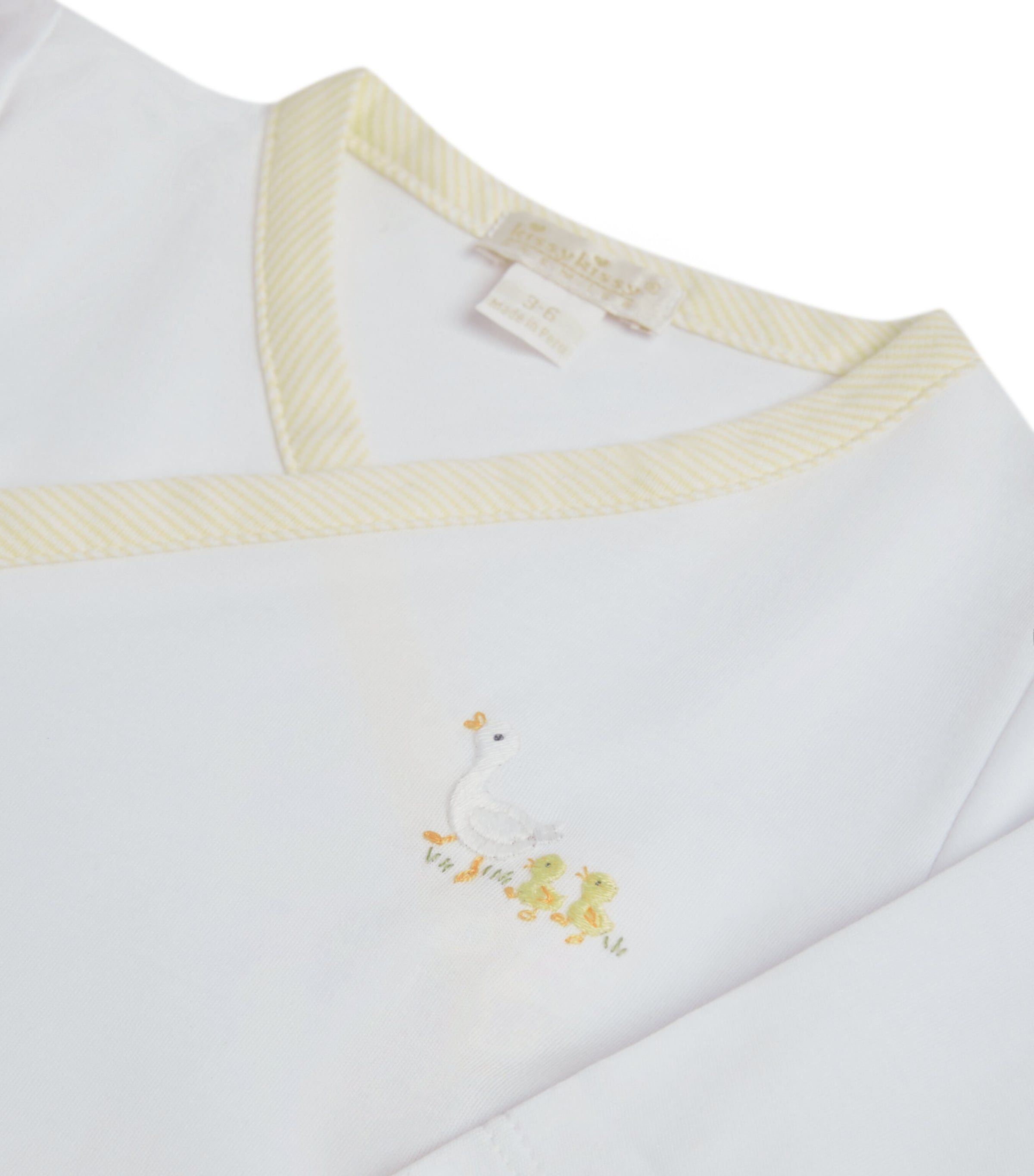 Pima Cotton Duckling Top and Footed Trousers Set (Newborn-6 Months) K189WHITE/YELLOW Image 2