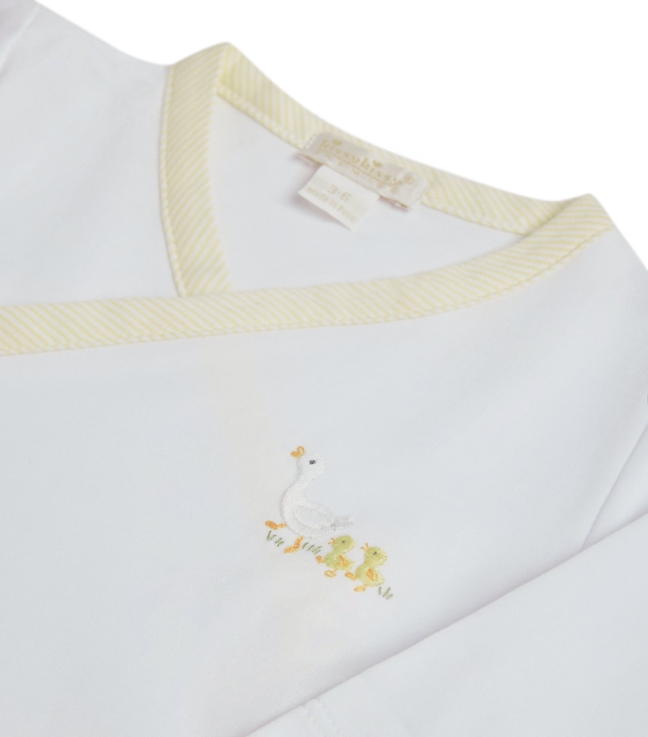 Pima Cotton Duckling Top and Footed Trousers Set (Newborn-6 Months) K189WHITE/YELLOW Image 2