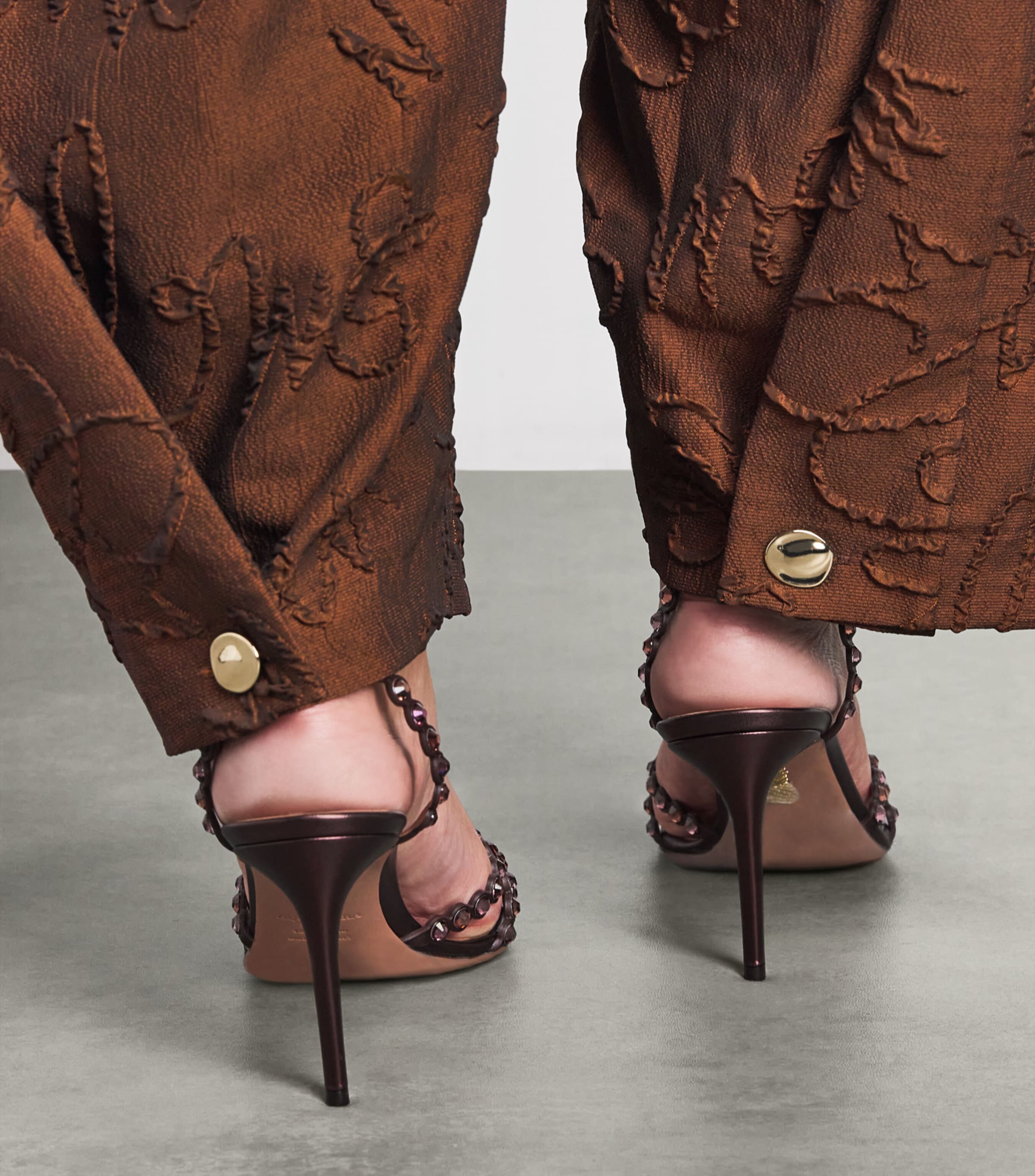 Christie Brown Brown Appliqué High-Waisted Tapered Trousers | Harrods UK