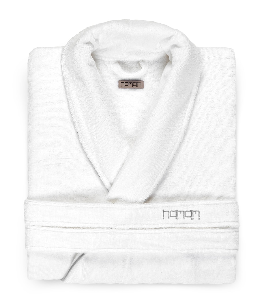 Cotton Pera Bathrobe WHITE/DARK GREY Image 1