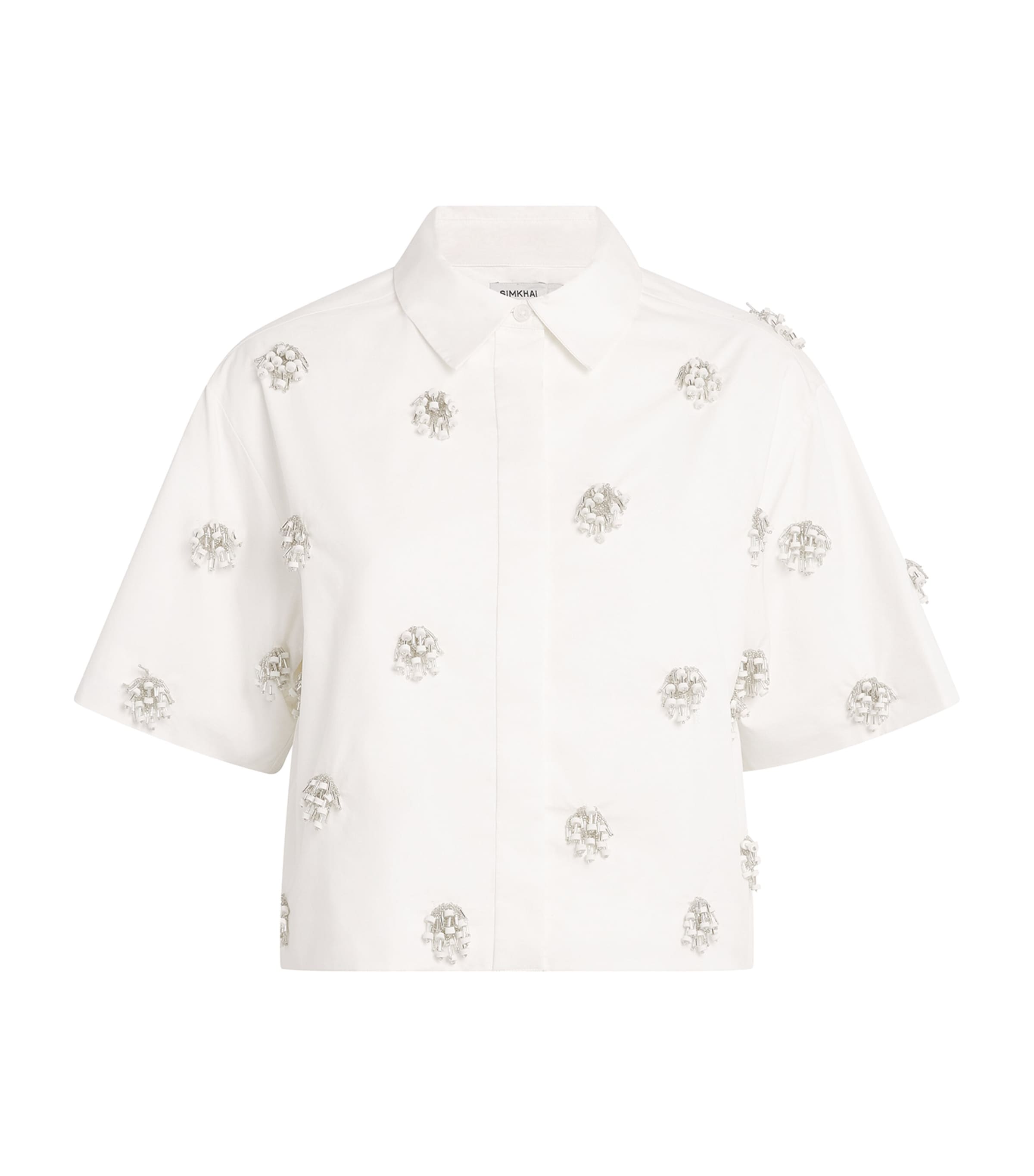 Simkhai Cotton Embellished Cosmo Shirt In White
