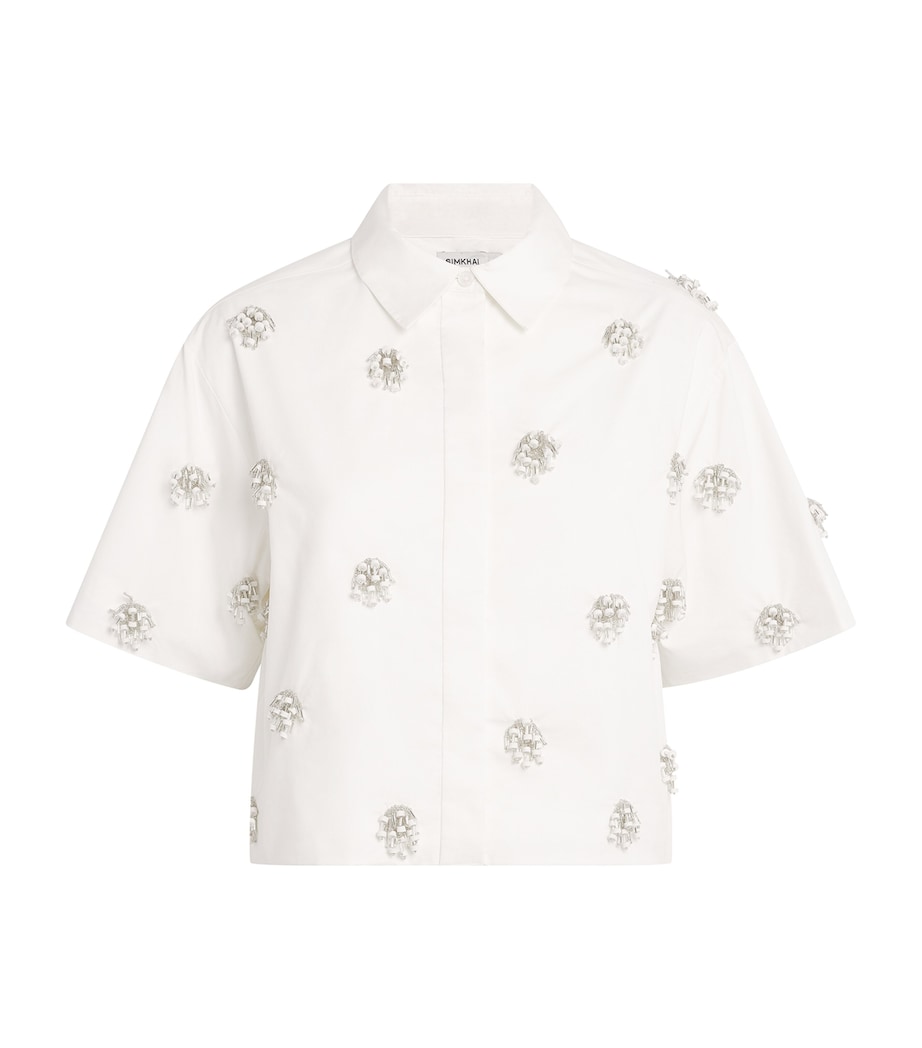 Cotton Embellished Cosmo Shirt WHITE Image 1