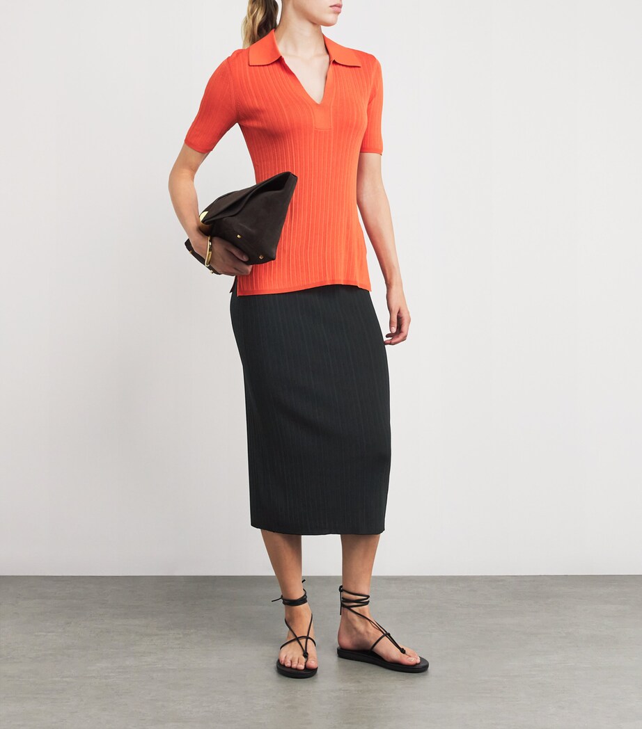 Ribbed Knit Midi Skirt BLACK Image 2