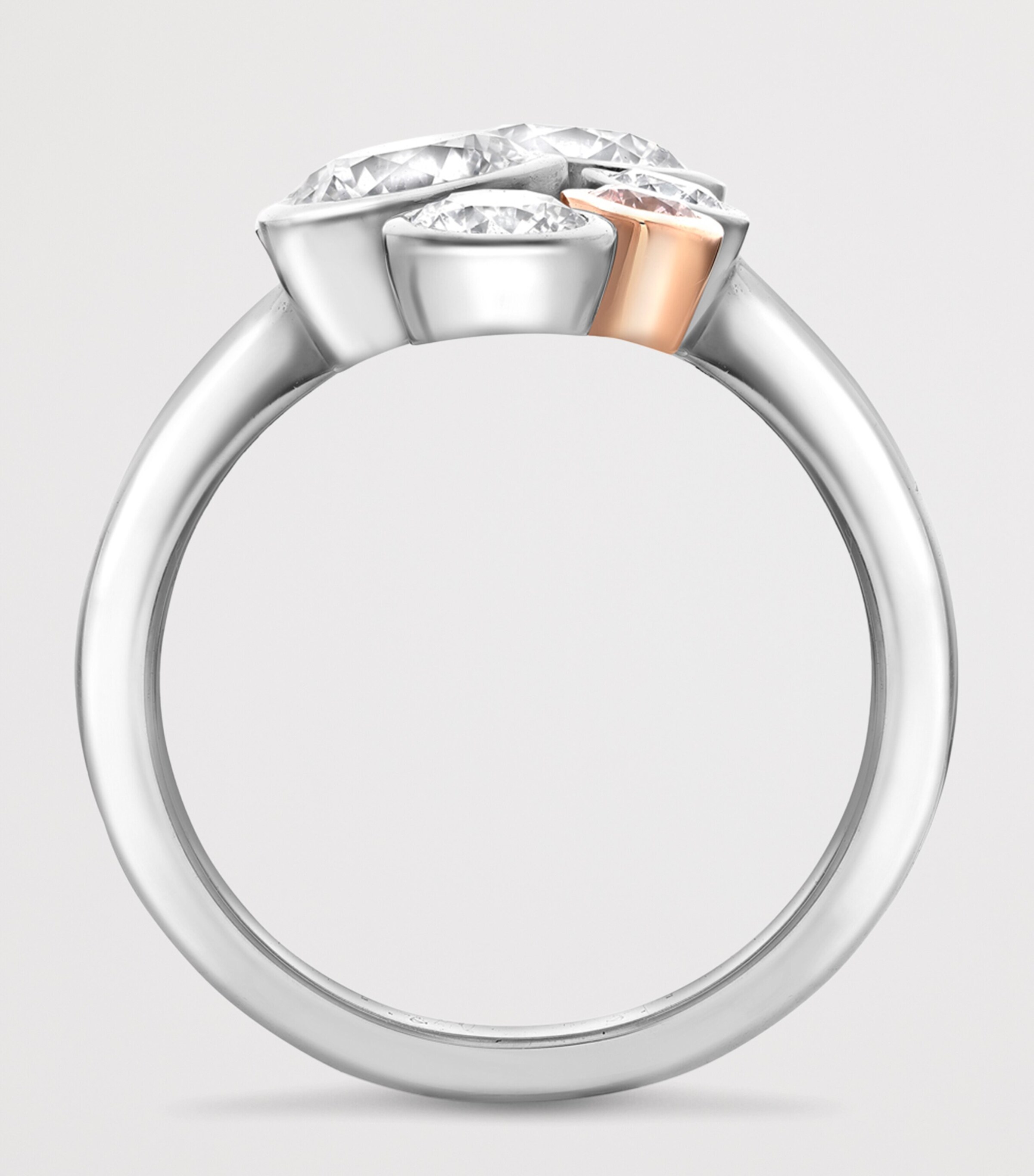 Boodles Platinum, Rose Gold, White Diamond and Pink Diamond Raindance 25 Ring Platinum Image 3