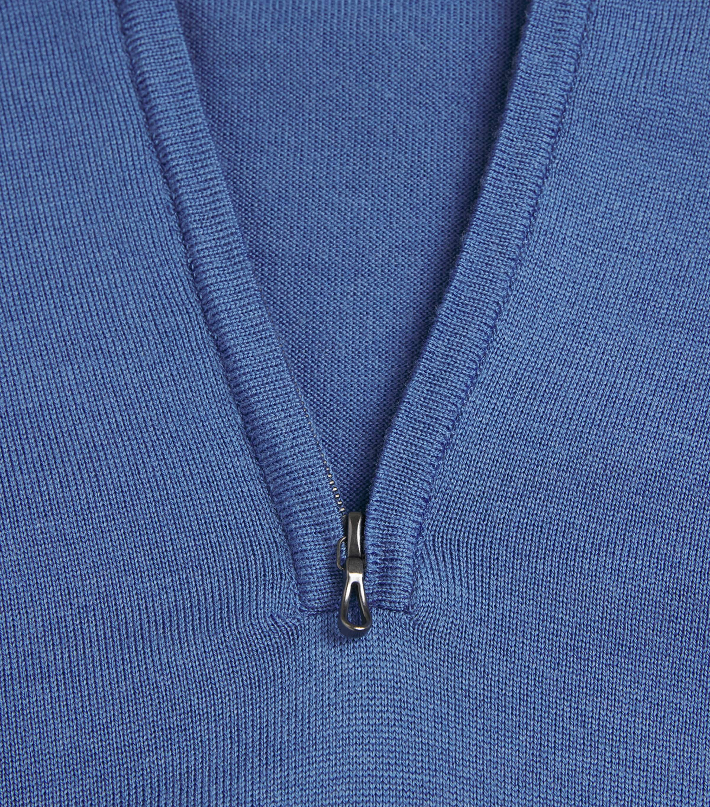 Extra Fine Merino Wool Half-Zip Tapton Sweater SALTIRE BLUE Image 5