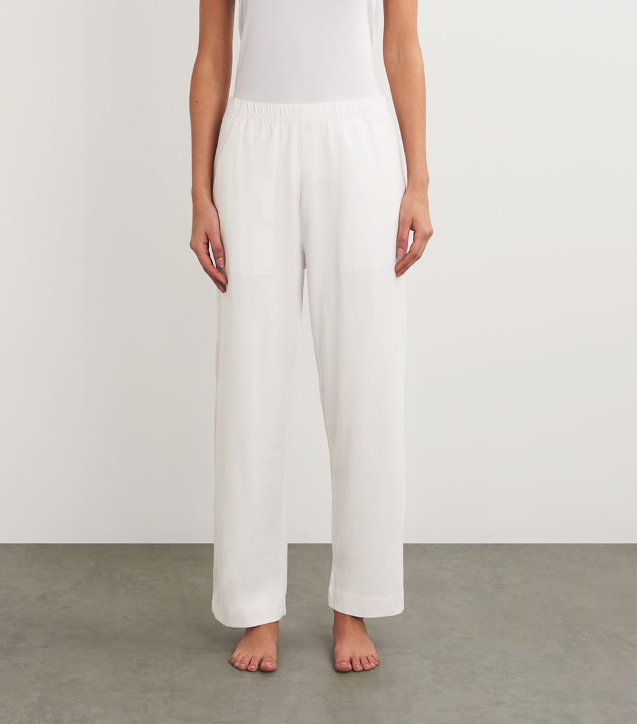 Cotton Straight Trousers WHITE Image 3