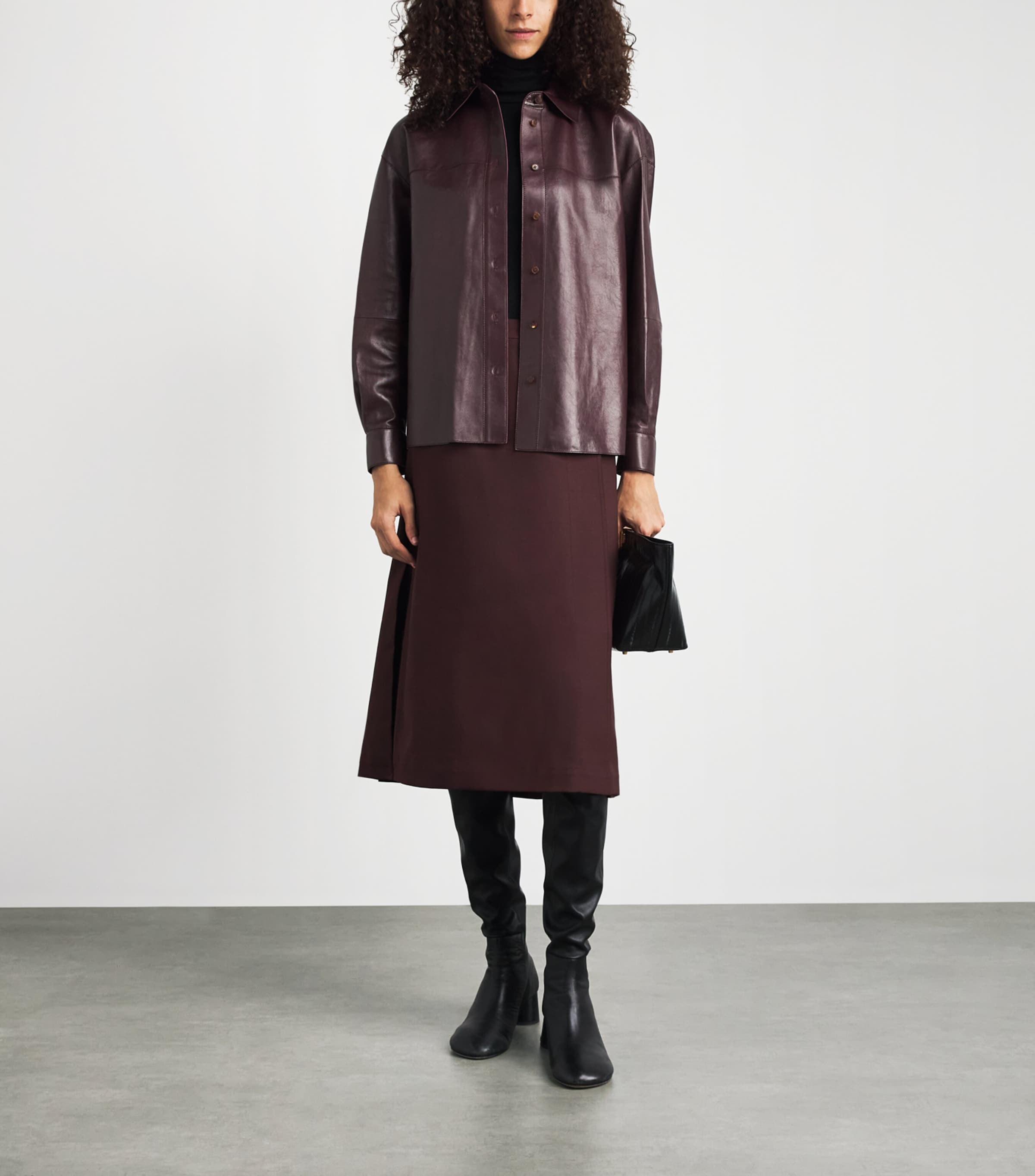 Lafayette 148 Womens Stretch-Wool Midi Skirt Beet Melange Image 2