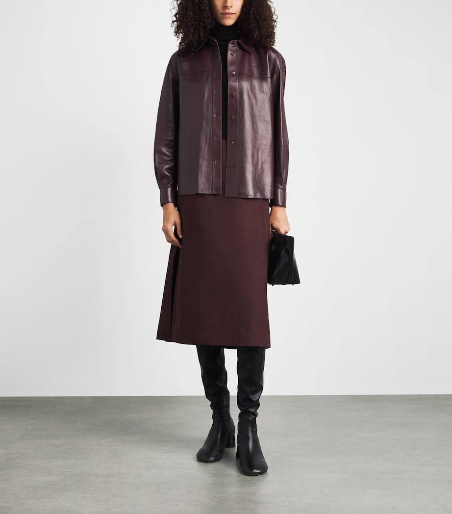 Lafayette 148 Womens Stretch-Wool Midi Skirt Beet Melange Image 2