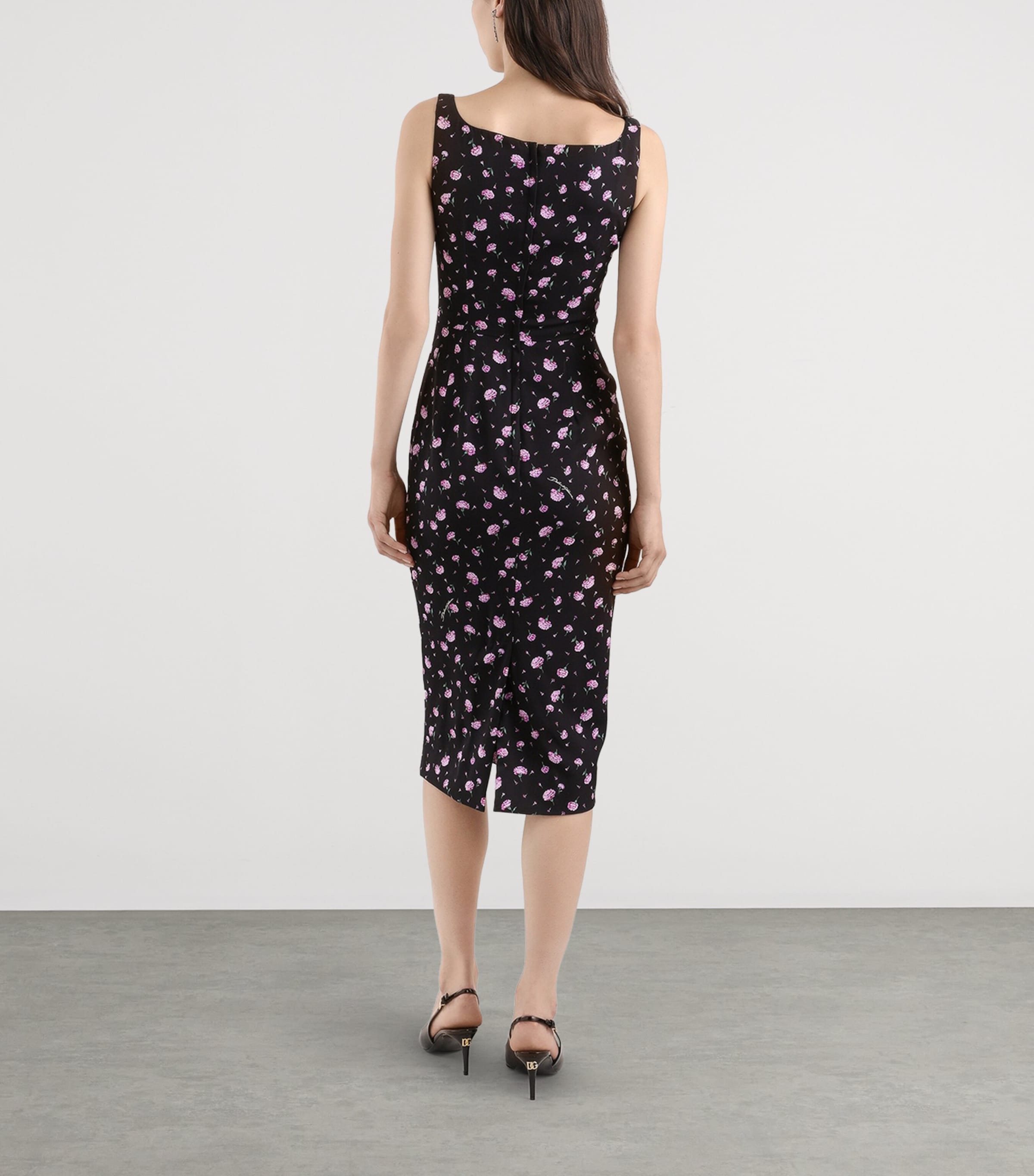 Stretch-Silk Floral Midi Dress HN5XX-GARO Image 4
