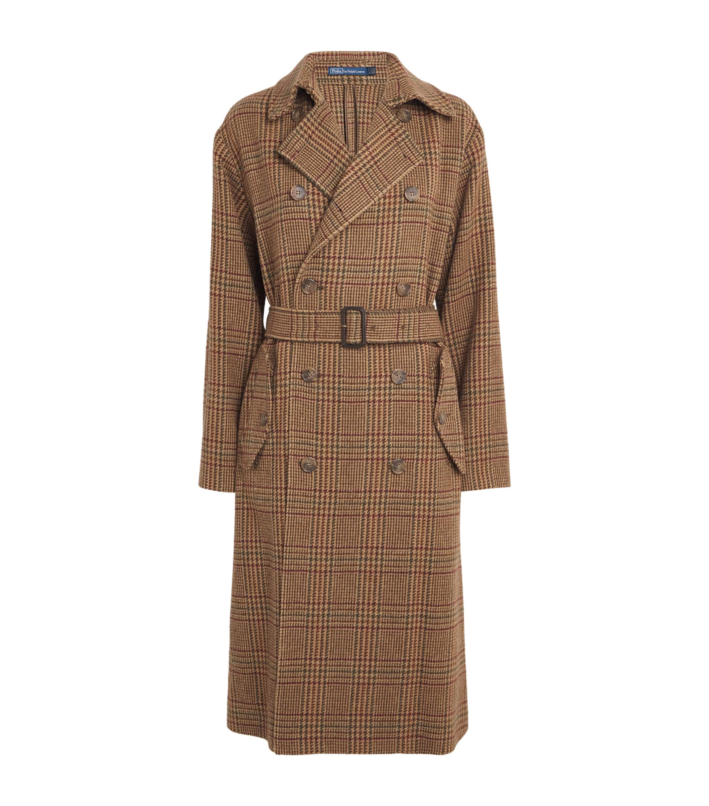 Polo Ralph Lauren Wool Check Car Coat In Brown
