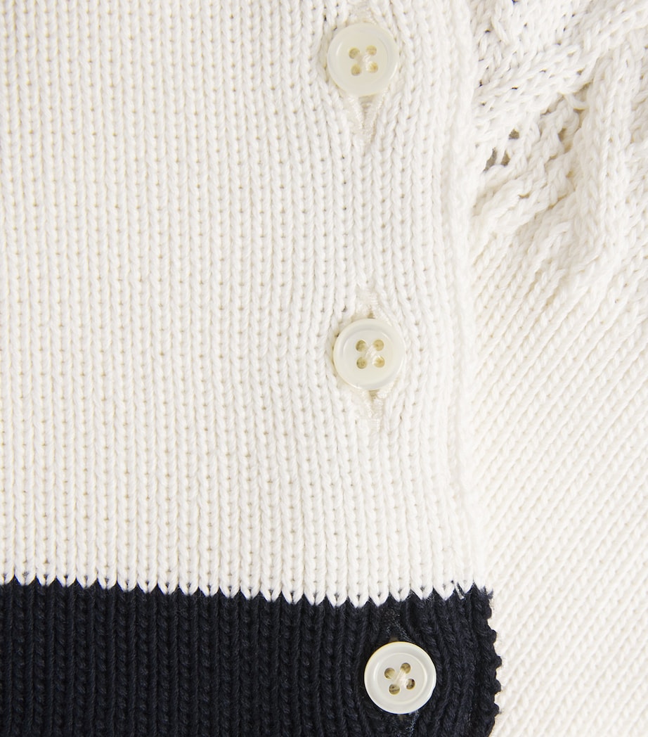 Thom Browne Womens Argyle Pointelle Knit Cardigan White Image 6