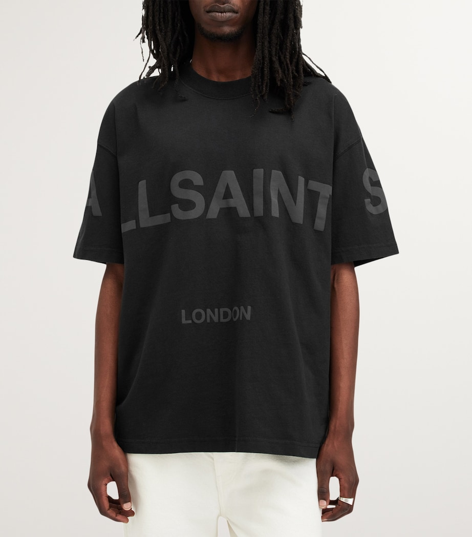 AllSaints Mens Cotton Biggy Logo T-Shirt Jet Black Image 3