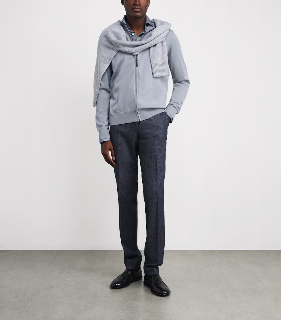 Cotton Zip-Up Cardigan 408 Image 2