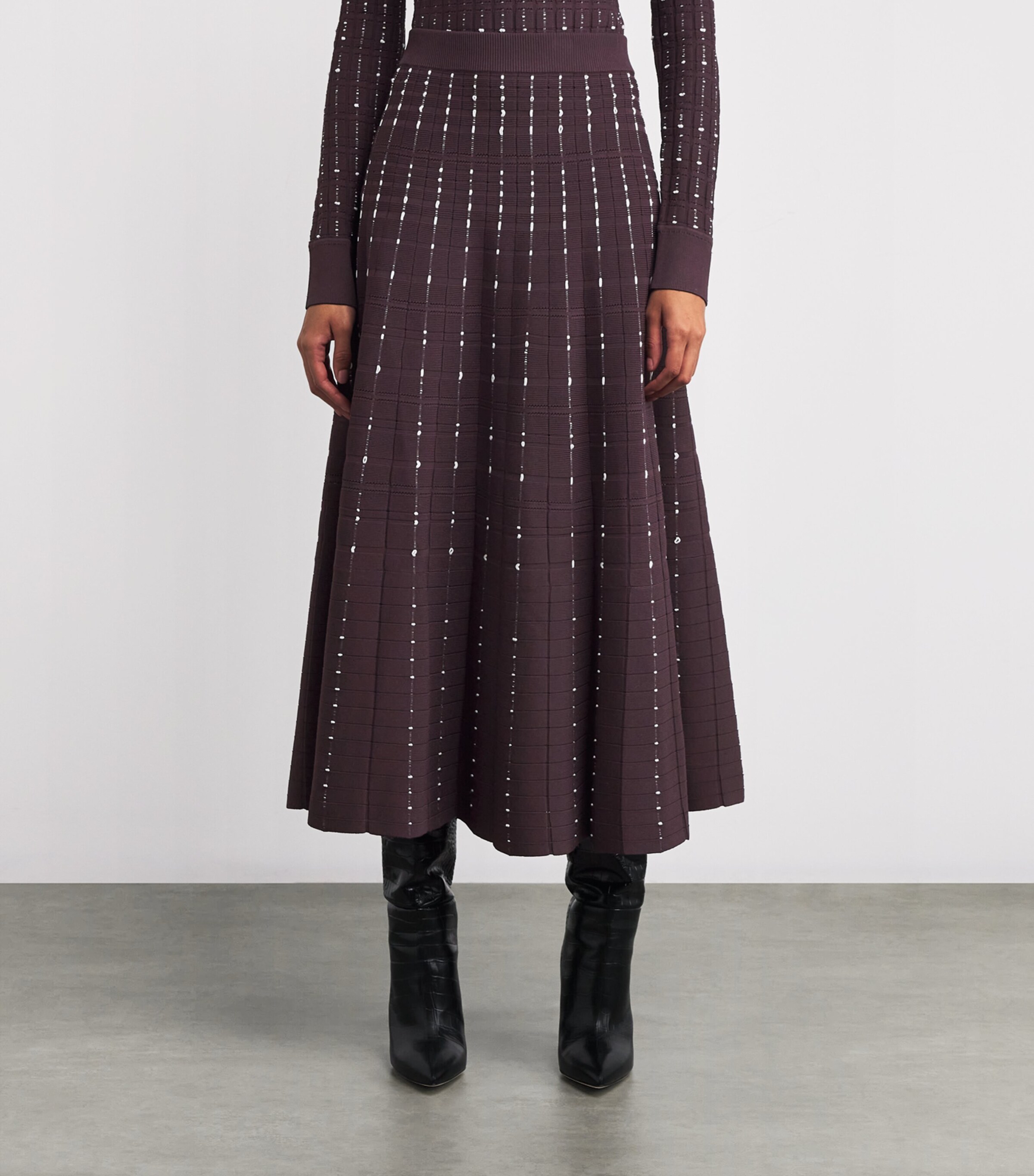 Fragmented Stripes Skirt MARASCHINO/IVORY Image 3