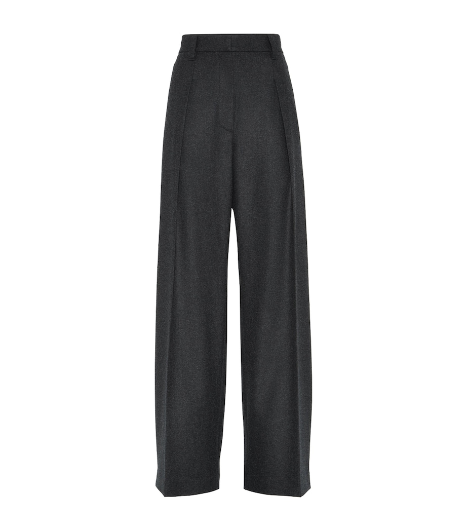Virgin Wool Pleated Wide-Leg Trousers C006 Image 1
