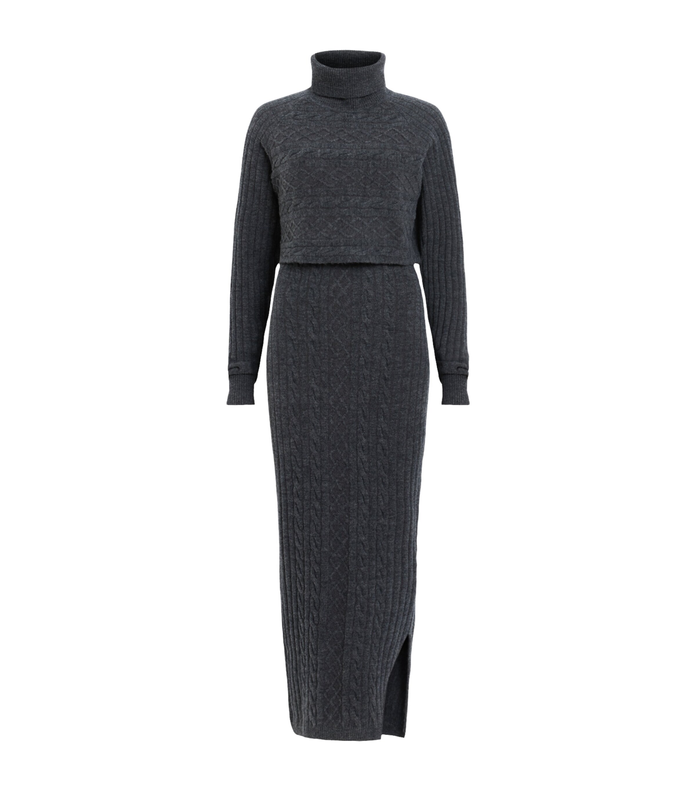 muriel 2-in-1 knitted slim midi dress ALLSAINTS Muriel 2-In-1 Knitted Slim Midi Dress