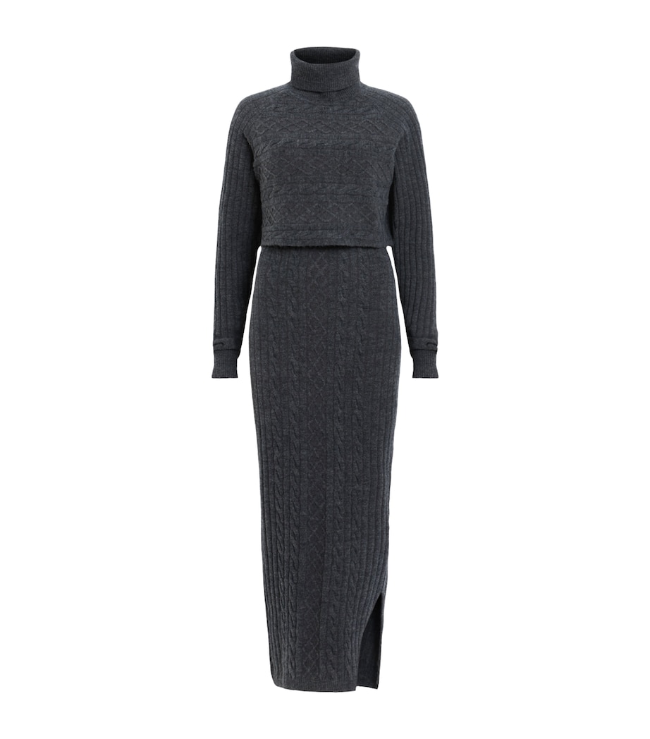 muriel 2-in-1 knitted slim midi dress ALLSAINTS Muriel 2-In-1 Knitted Slim Midi Dress