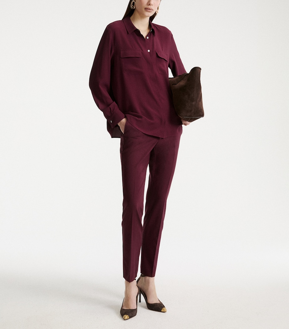 Marella Womens Patch-Pocket Shirt Bordeaux Image 2