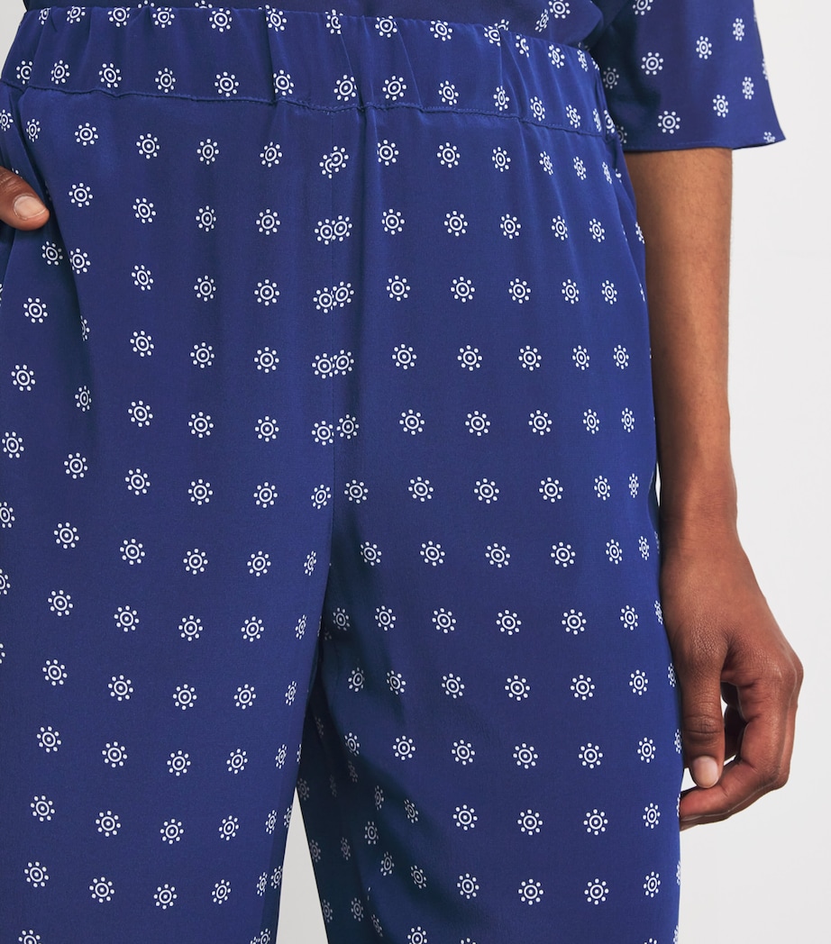 Silk Floral Wide-Leg Trousers NAVY Image 6