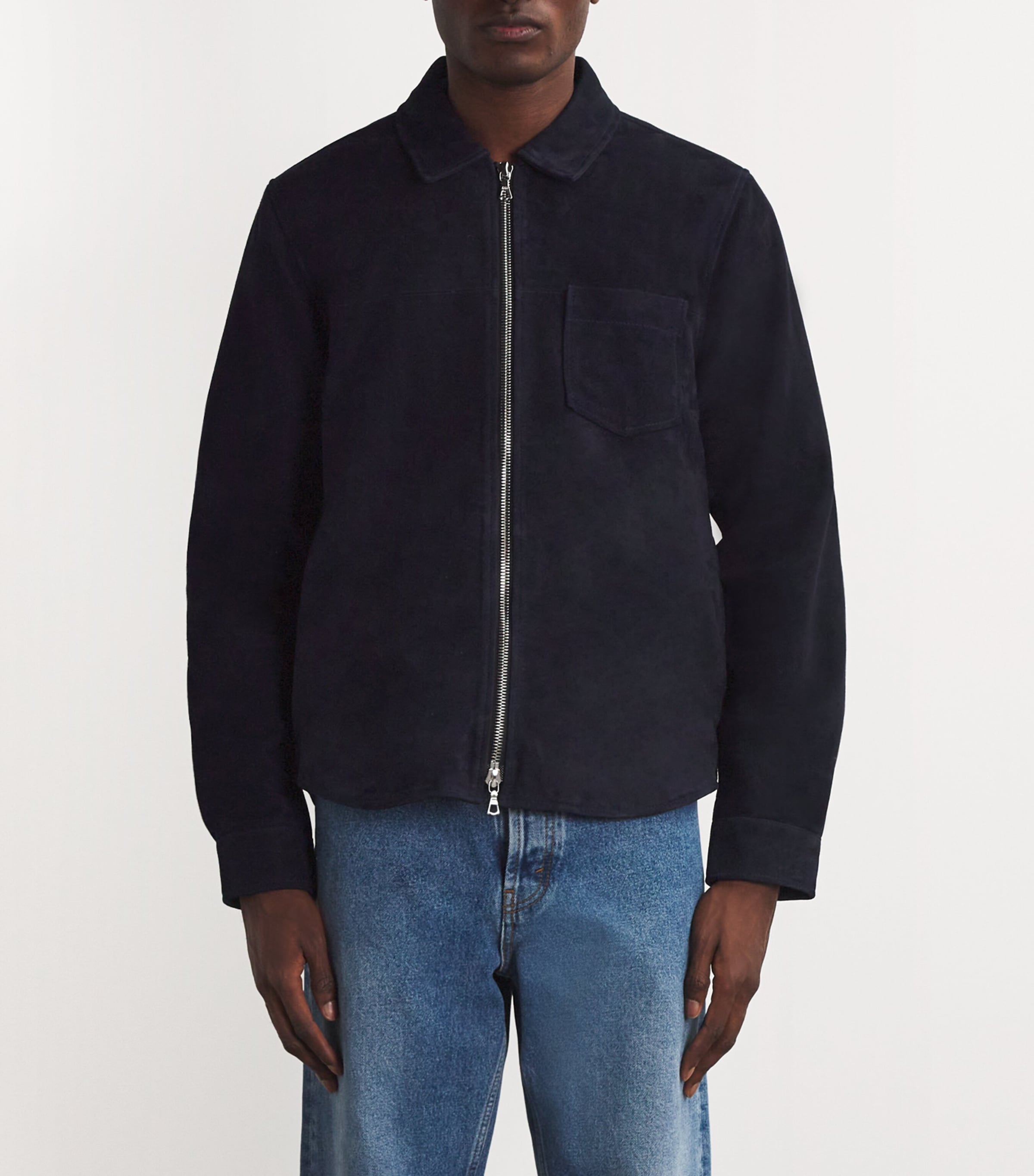 Goat Suede Overshirt DARK NAVY Image 3