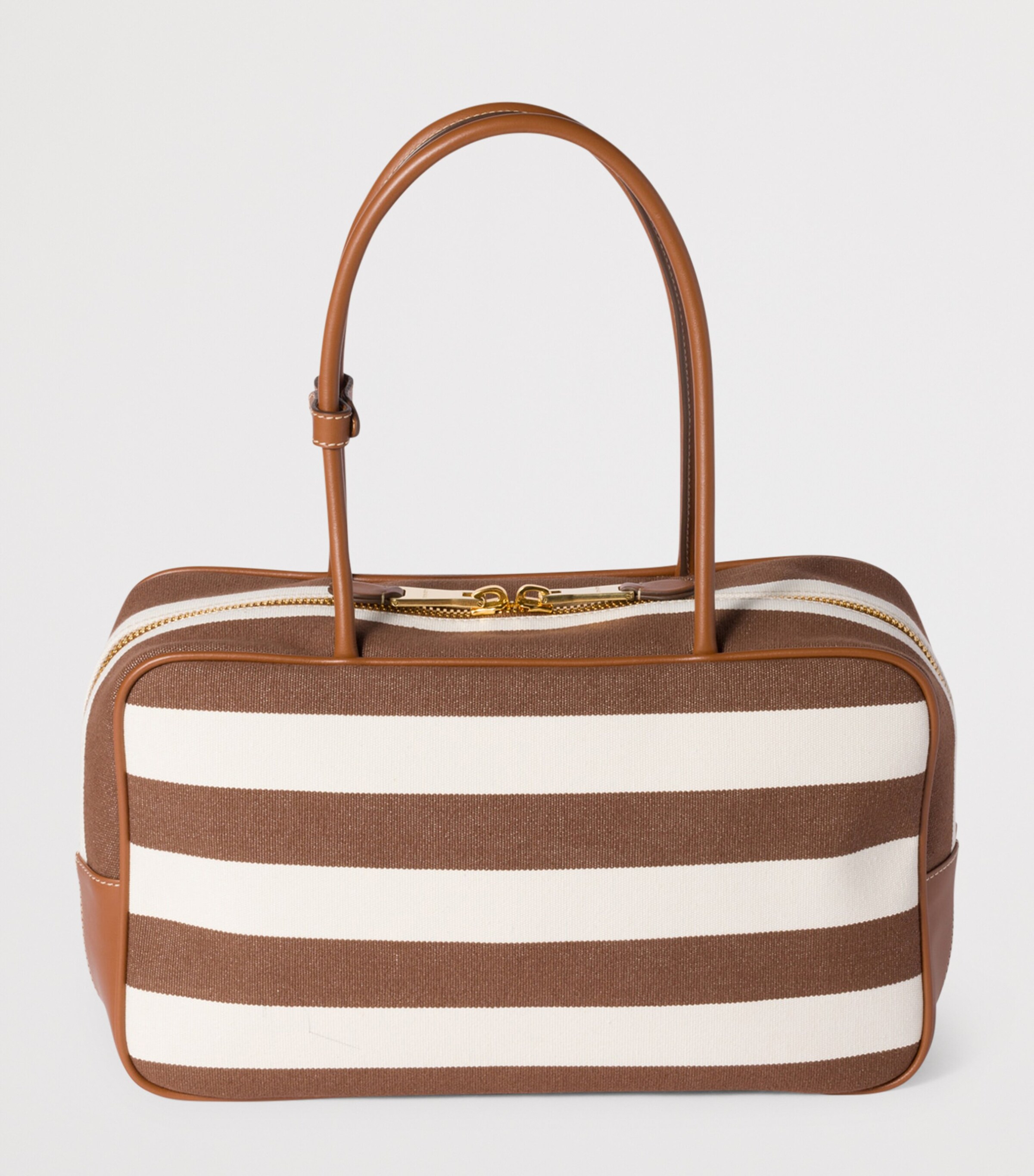 Miu Miu Leather-Canvas Beau Top-Handle Bag Image 4
