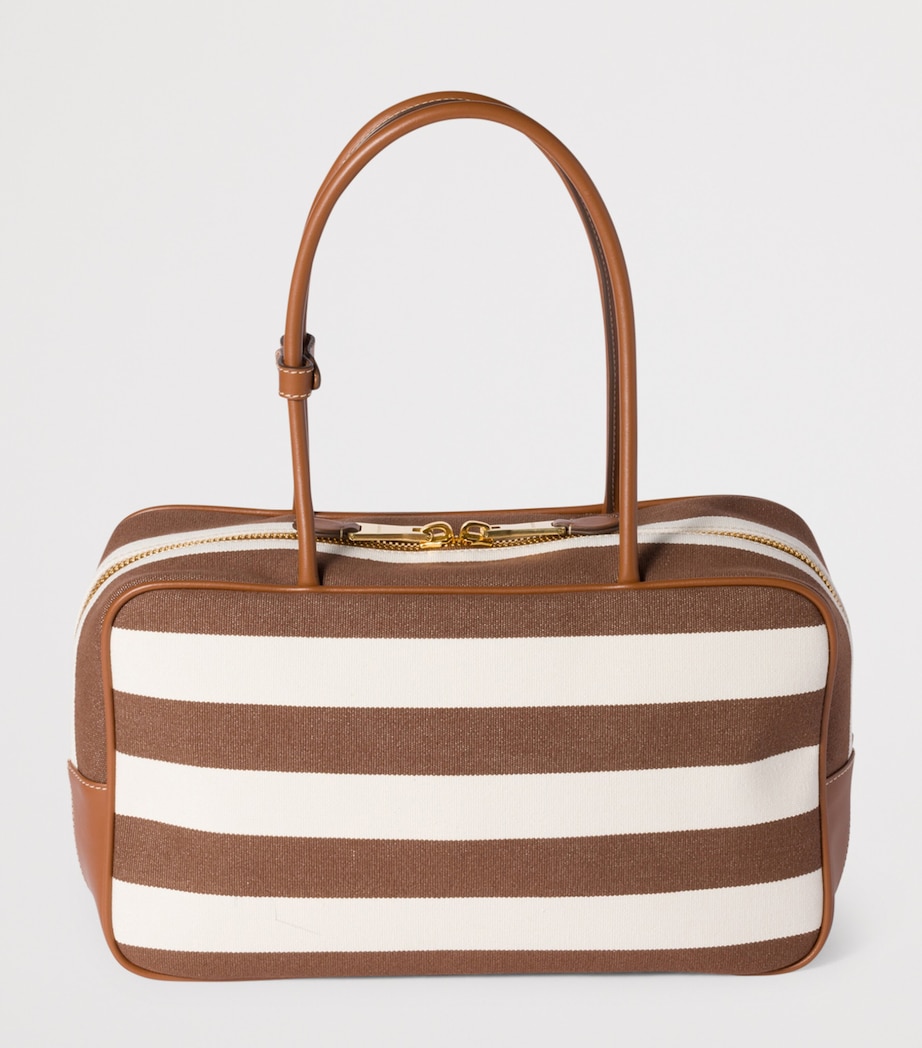 Miu Miu Leather-Canvas Beau Top-Handle Bag Image 4