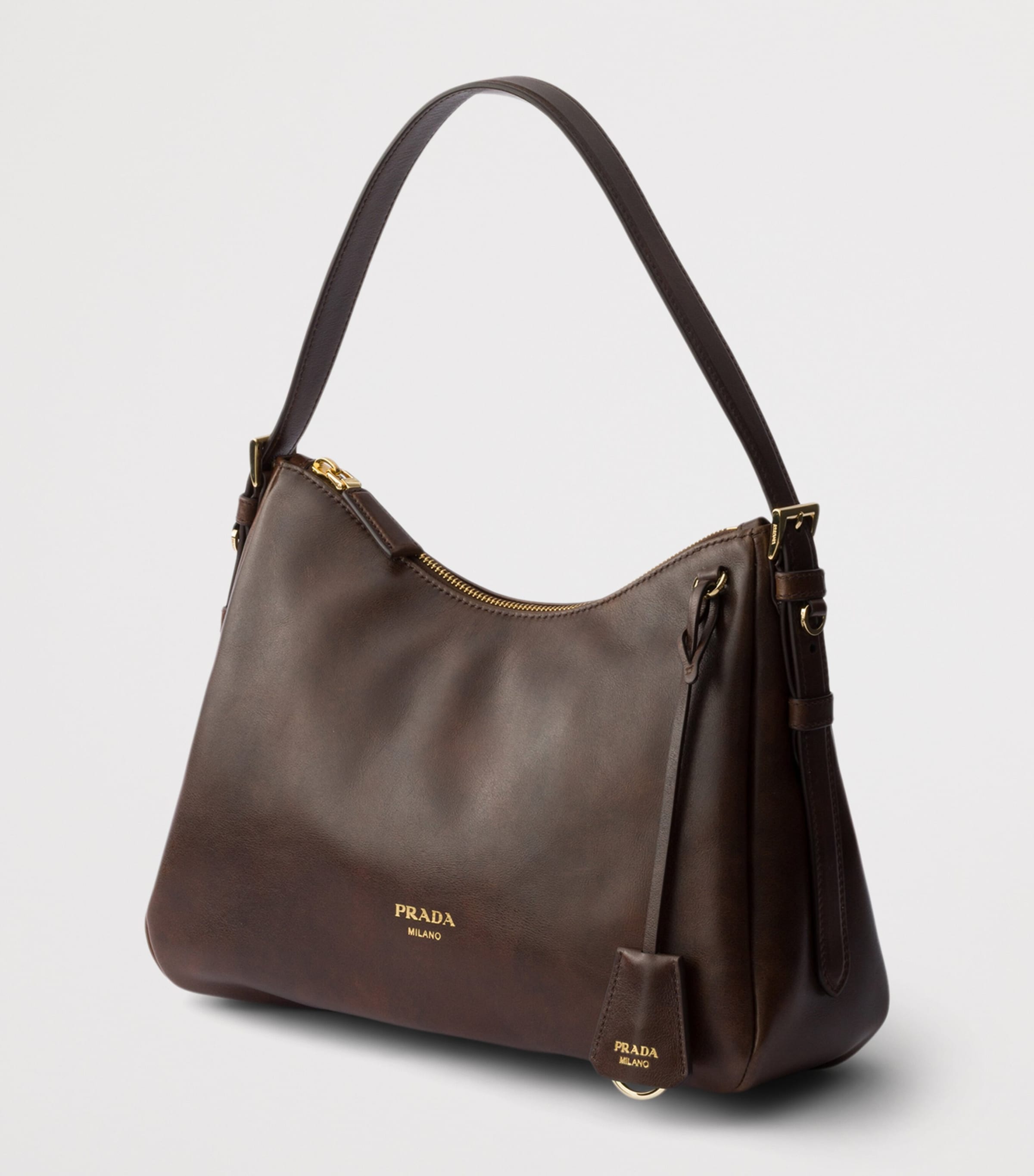 Prada Medium Leather Aimée Shoulder Bag Brown Image 2
