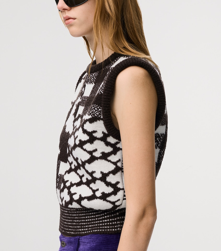 LOEWE Womens x Cosima Von Bonin Wool-Blend Jacquard Sweater Vest Ecru/brown Image 5