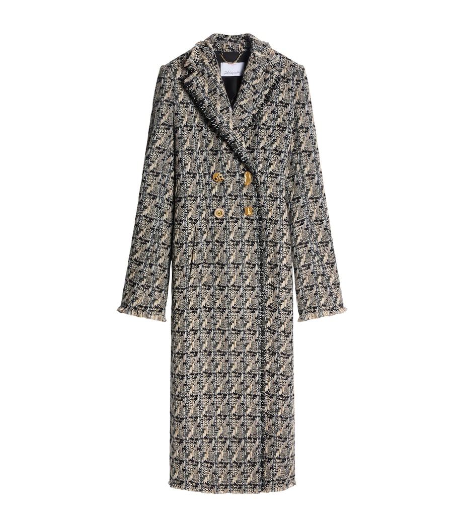 Schiaparelli Womens Wool Tweed Double-Breasted Coat Multicolor Image 1