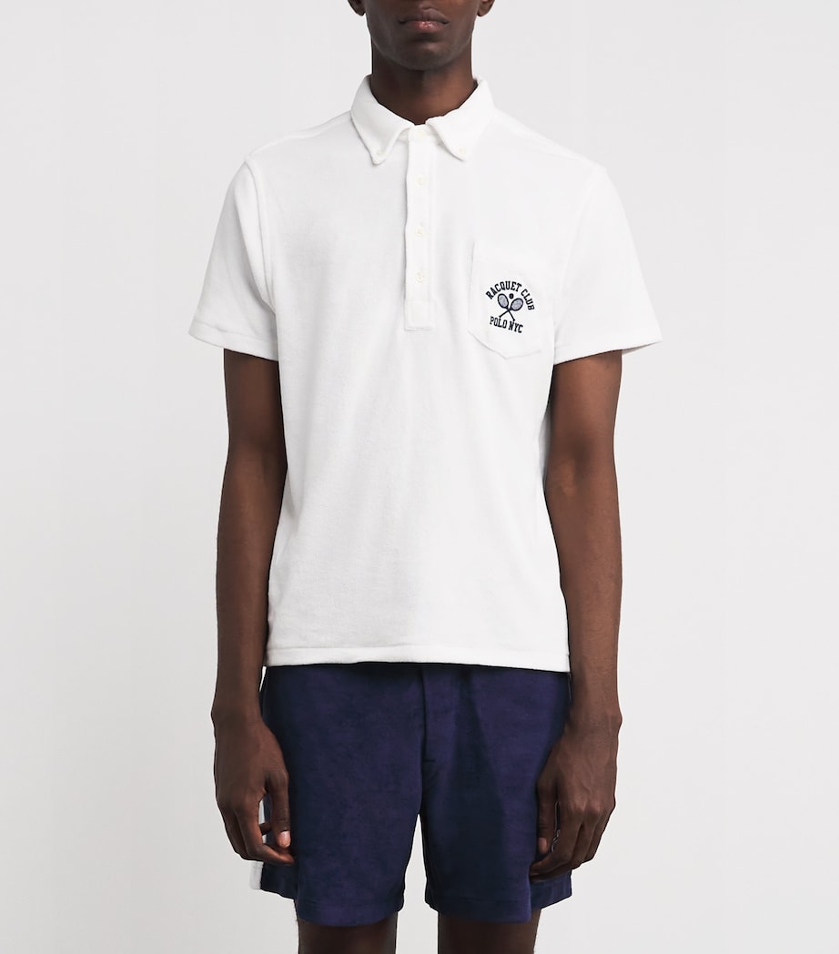 Towelling Polo Shirt WHITE Image 3