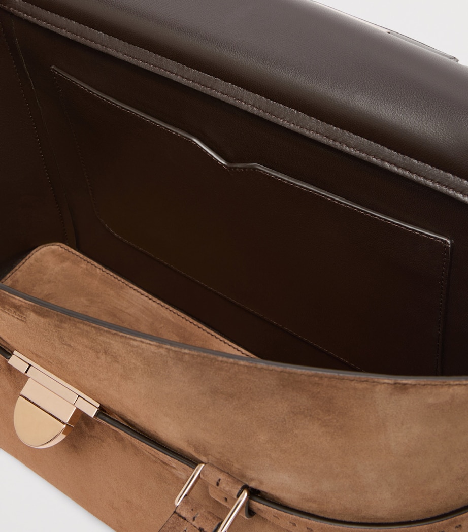 Max Mara Womens Suede Margeux Top-Handle Bag Brown Image 5