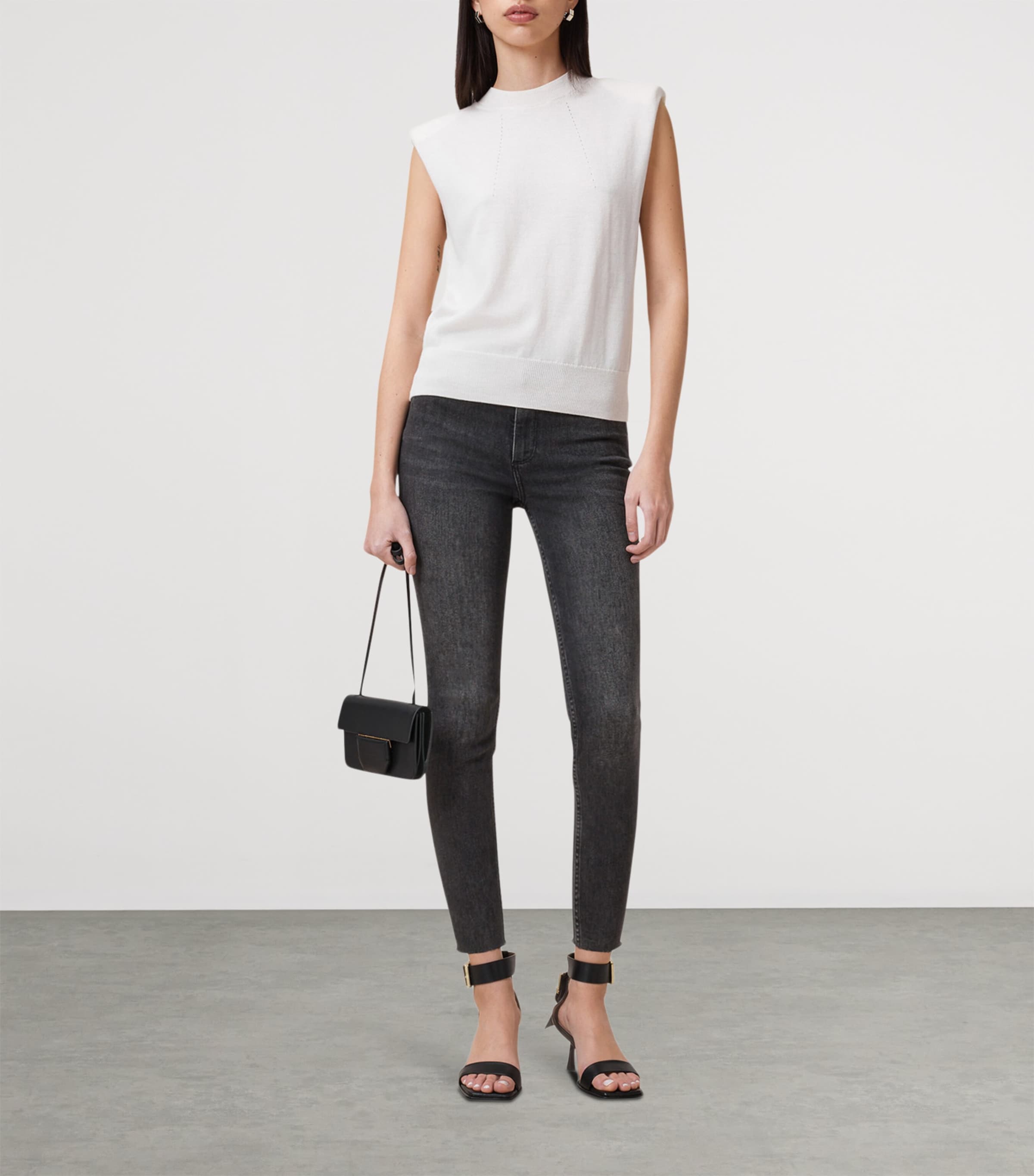 AllSaints Womens Miller Push-Up Skinny Jeans Washed Black Image 3