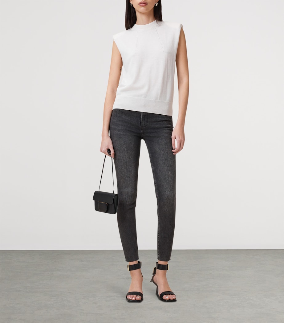 AllSaints Womens Miller Push-Up Skinny Jeans Washed Black Image 3