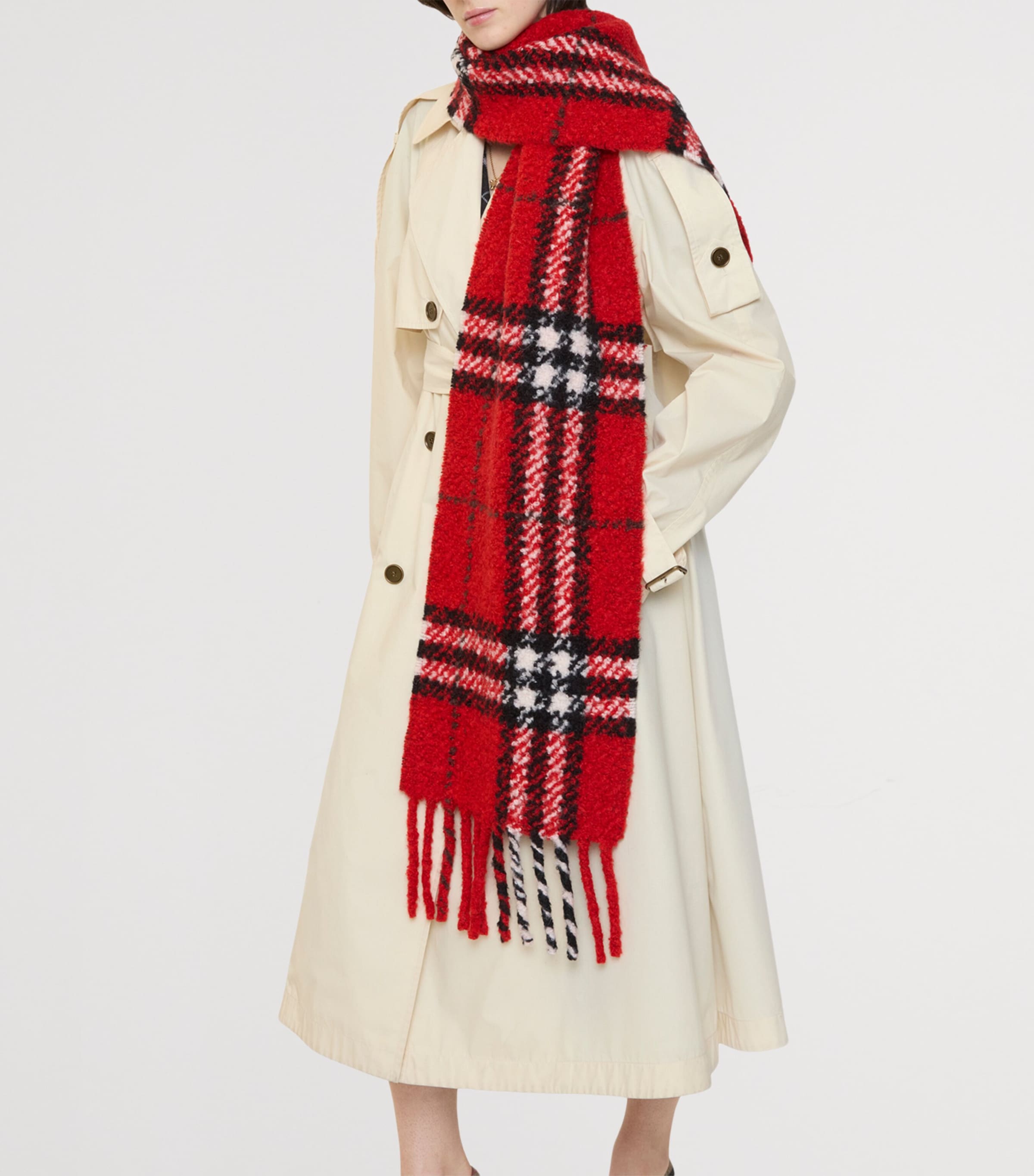 Alpaca-Wool Bouclé Scarf POST RED Image 2